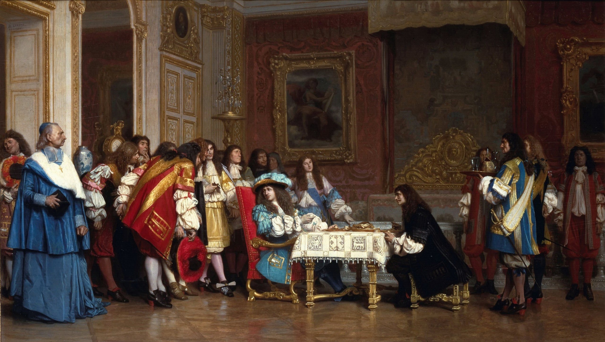 《路易十四和莫里哀》（Louis XIV and Molière）｜让-莱昂·热罗姆 Jean-Léon Gérôme｜1862