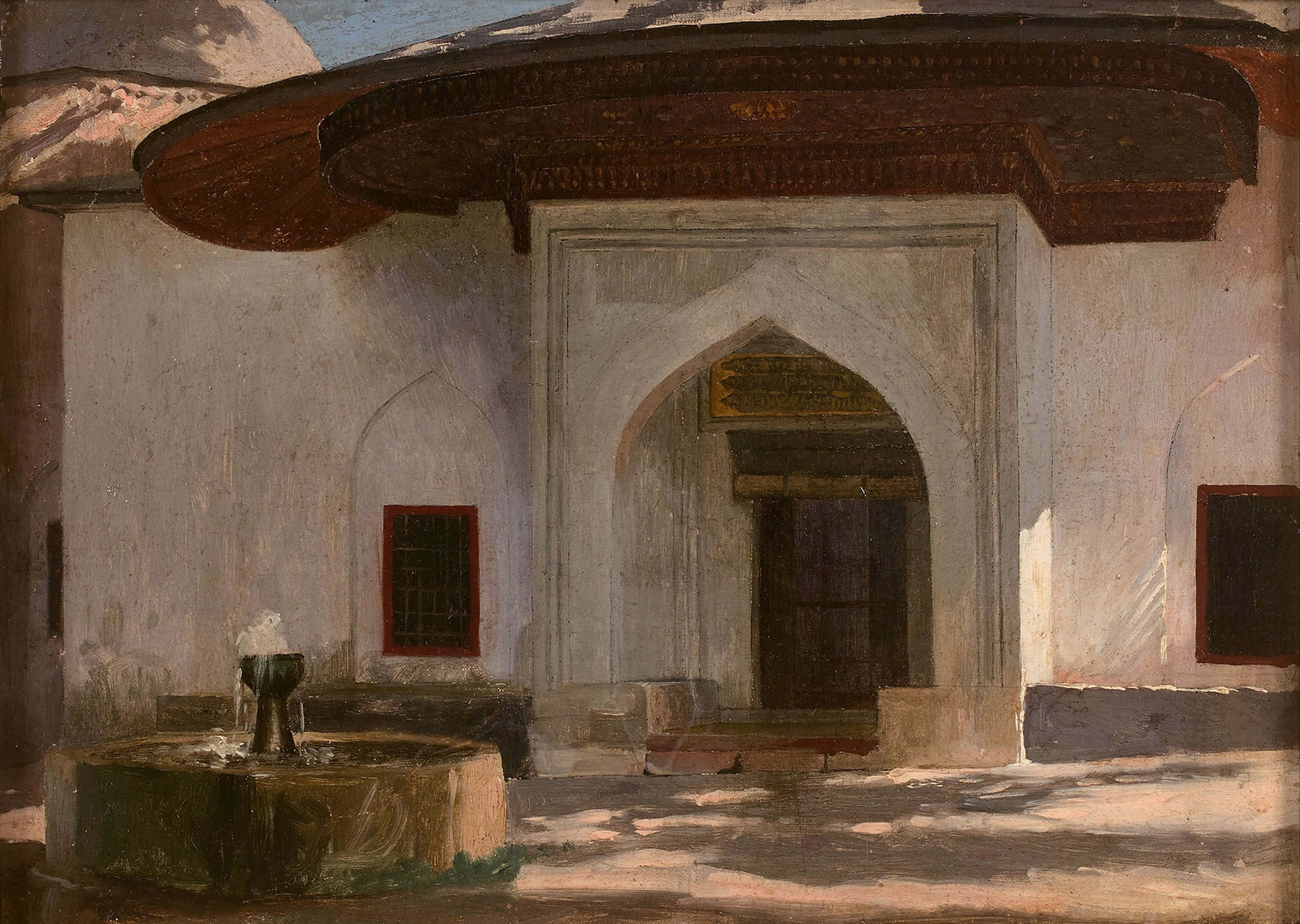 《纪念碑入口处的喷泉，可能在埃及》（Fountain at the entrance to a monument, probably in Egypt）｜让-莱昂·热罗姆 Jean-Léon Gérôme｜不明