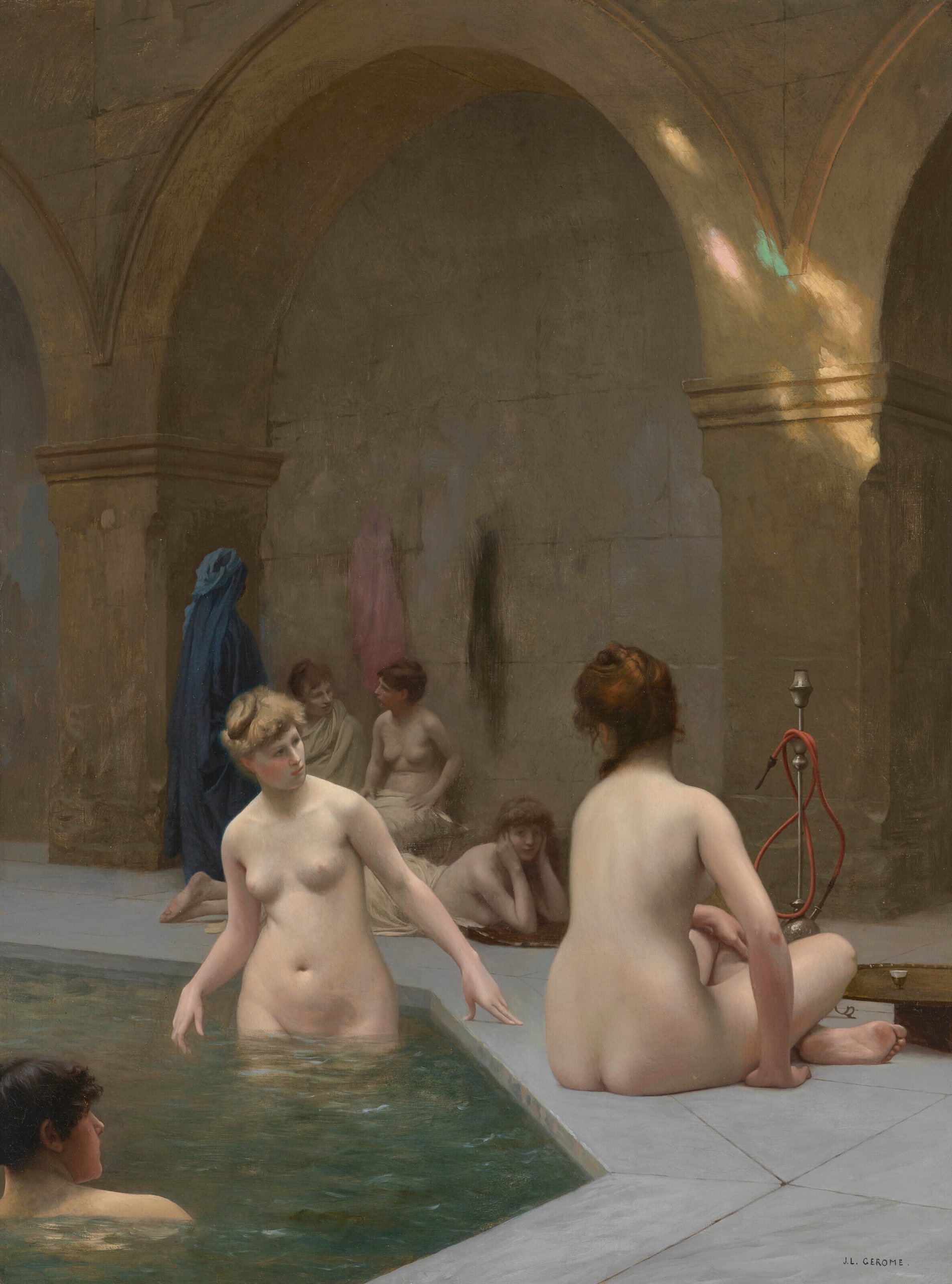 《沐浴者》（Bathers）｜让-莱昂·热罗姆 Jean-Léon Gérôme｜1884