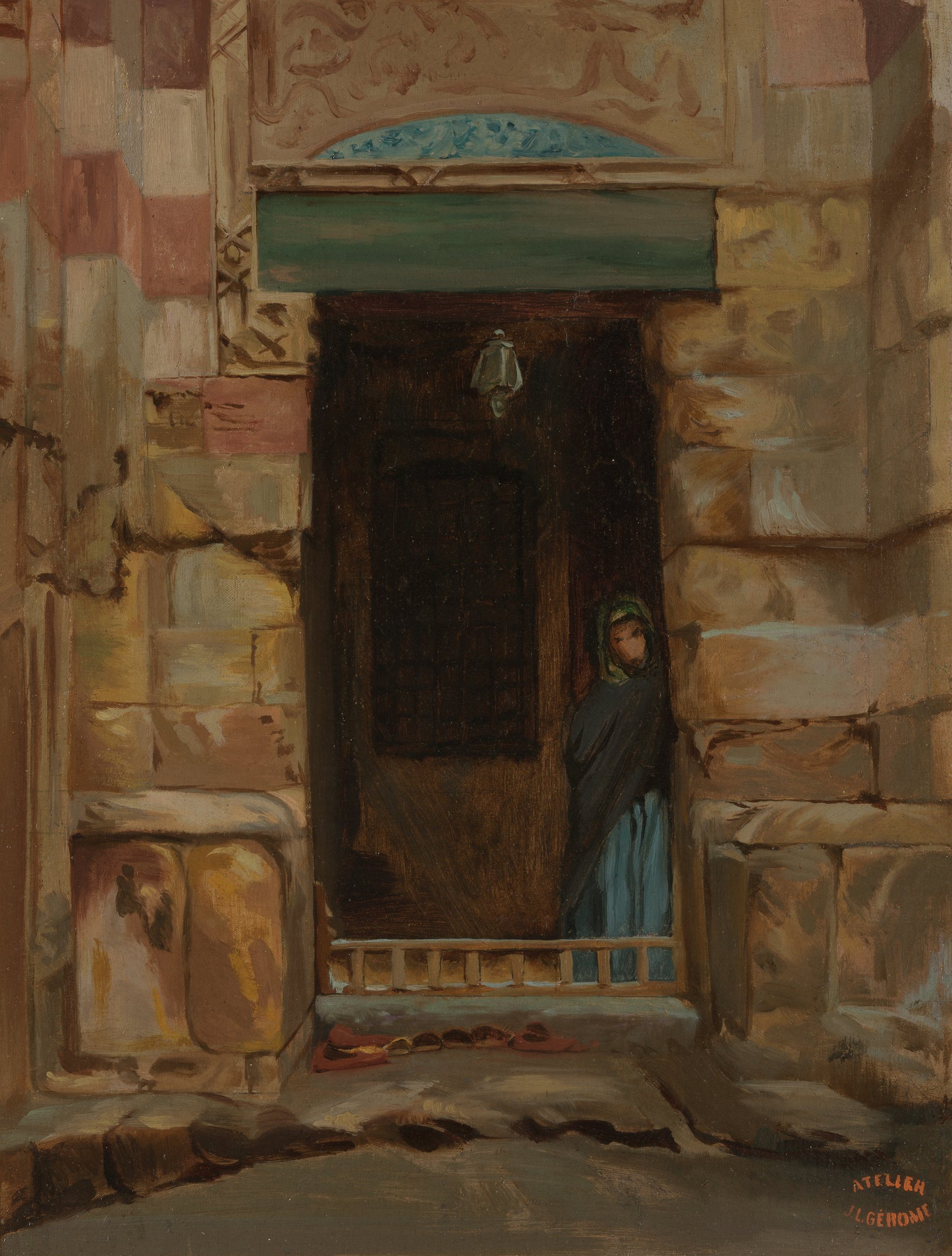 《门口的阿拉伯女人》（Arab Woman in a Doorway）｜让-莱昂·热罗姆 Jean-Léon Gérôme｜1870