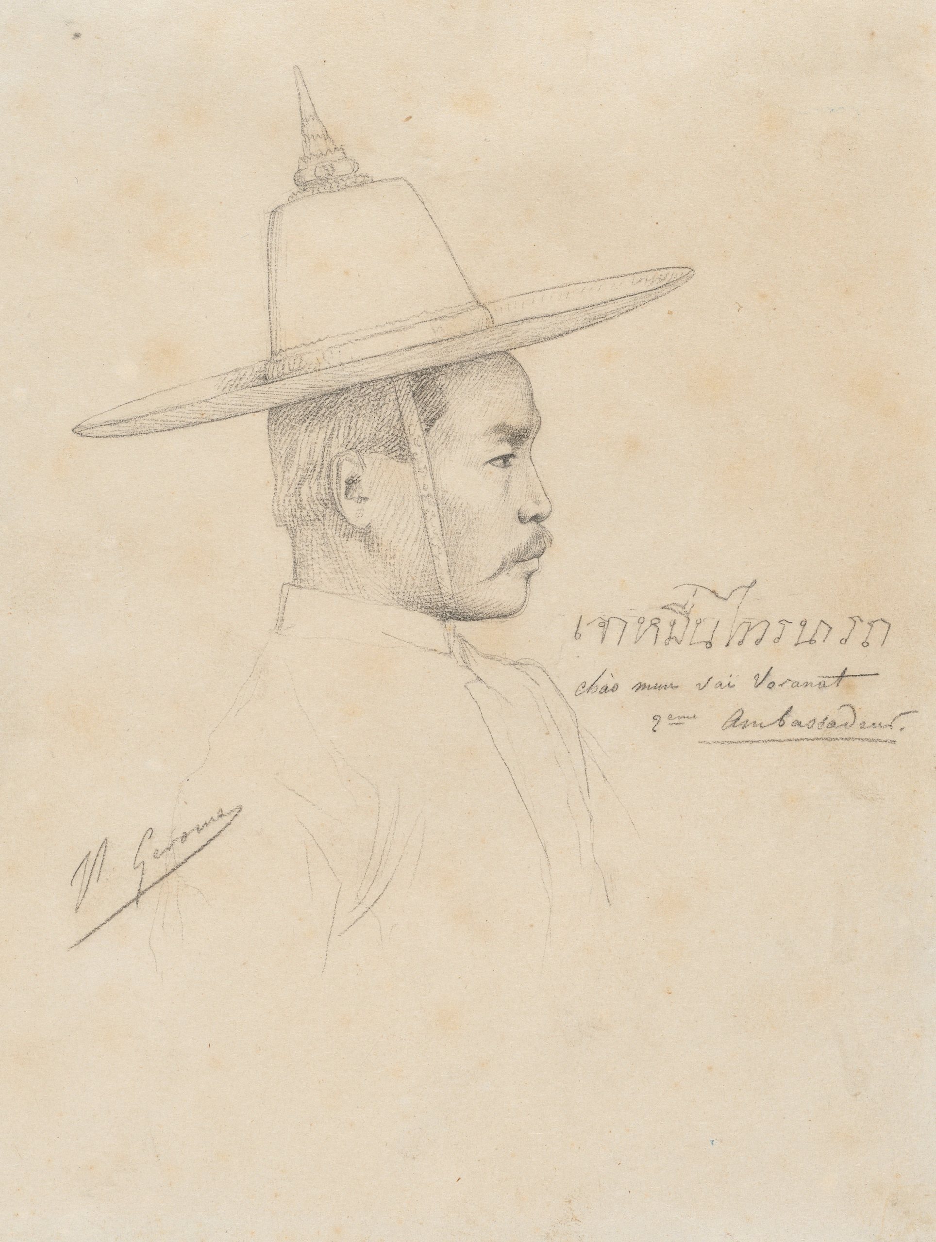 《研究“在枫丹白露接待暹罗大使”》（Study for “The Reception of the Siamese Ambassadors at Fontainebleau”）｜让-莱昂·热罗姆 Jean-Léon Gérôme｜1861-1864