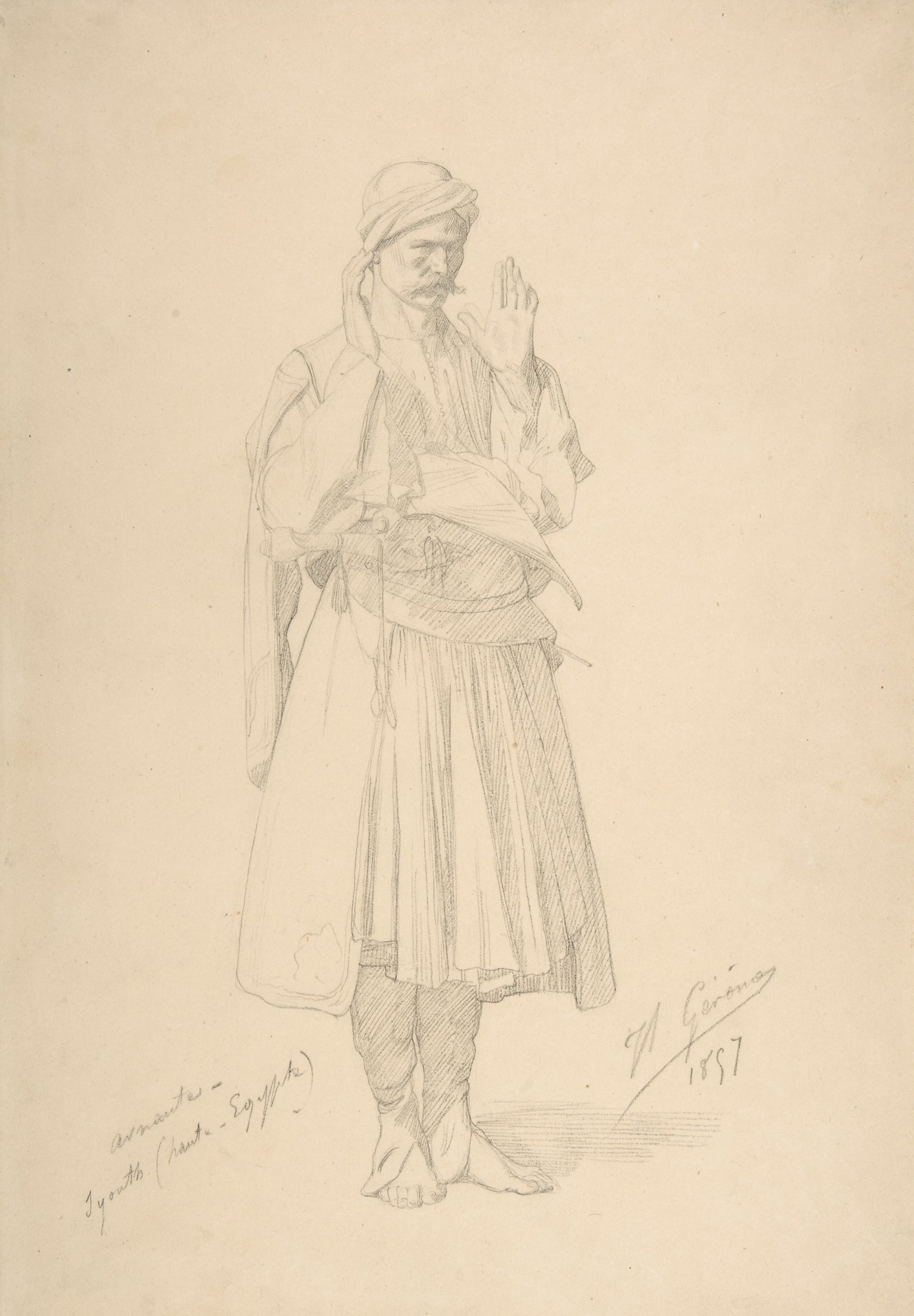 《阿尔诺军官在祈祷》（Arnaut Officer in Prayer）｜让-莱昂·热罗姆 Jean-Léon Gérôme｜1857