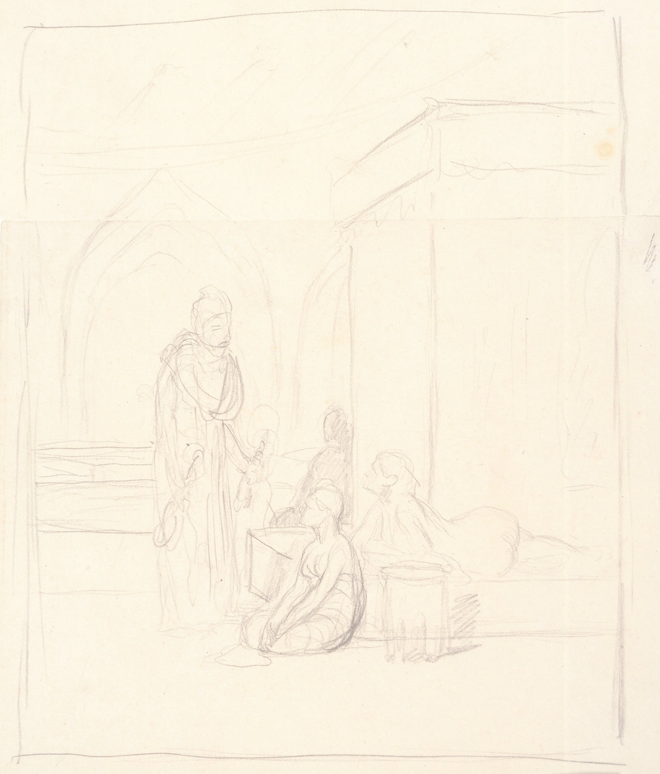 《学习《后宫里》（Study for ‘In the Harem’）｜让-莱昂·热罗姆 Jean-Léon Gérôme｜1876