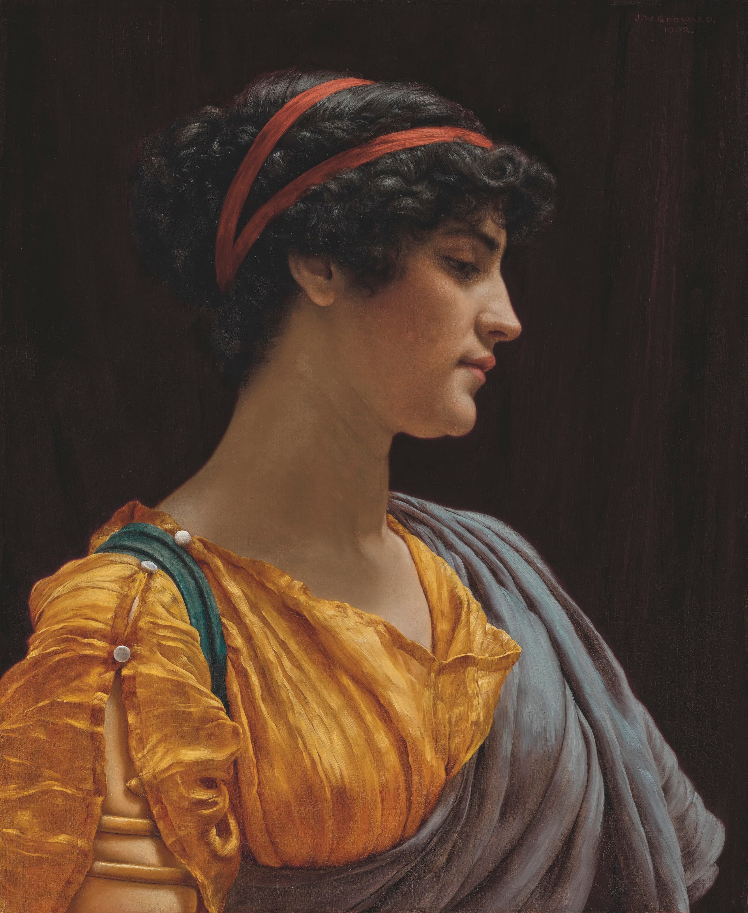 《辛西娅》（Cynthia）｜约翰·威廉·戈德沃德 John William Godward｜1902