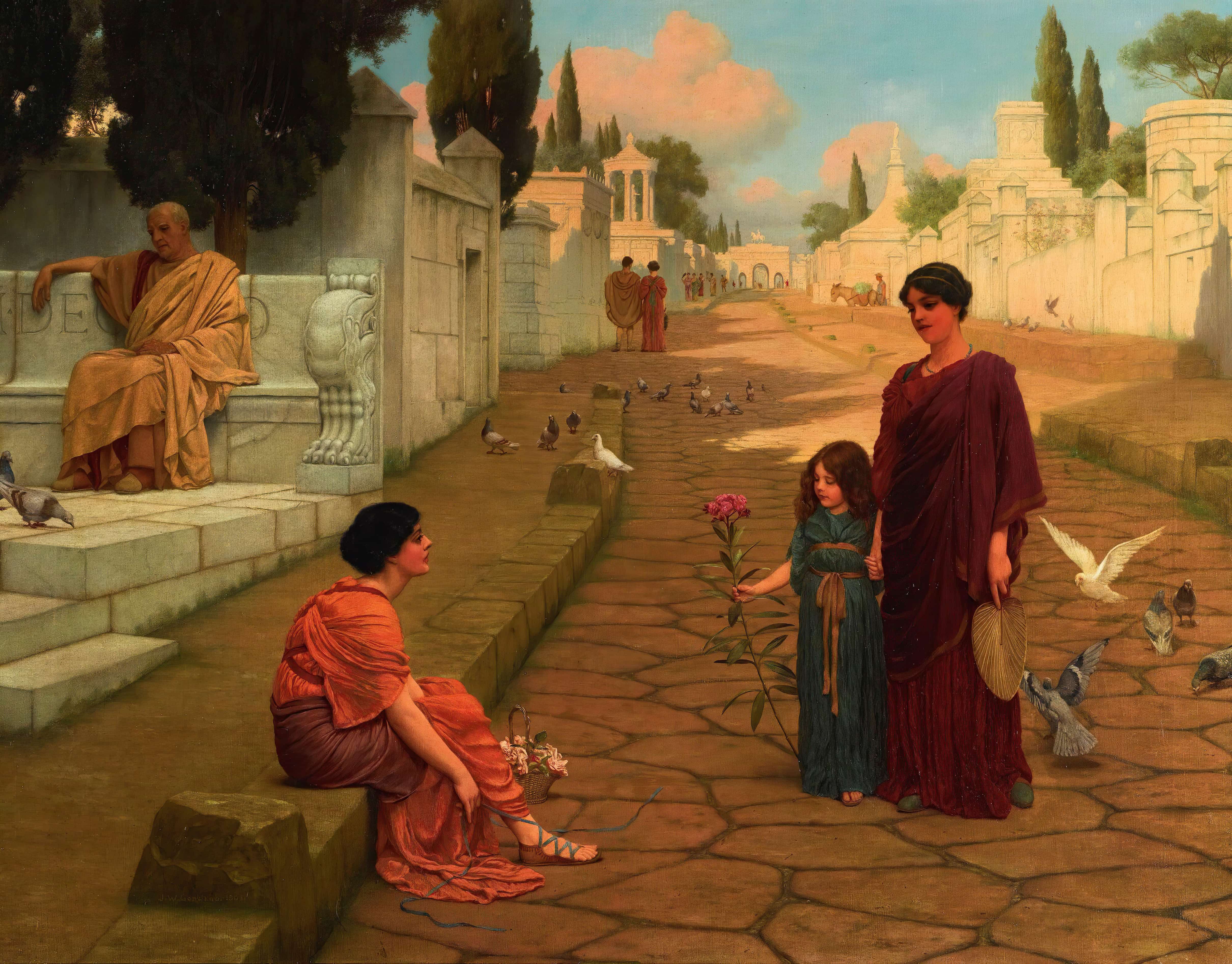 《庞贝城门外》（Outside The Gate Of Pompeii）｜约翰·威廉·戈德沃德 John William Godward｜1905