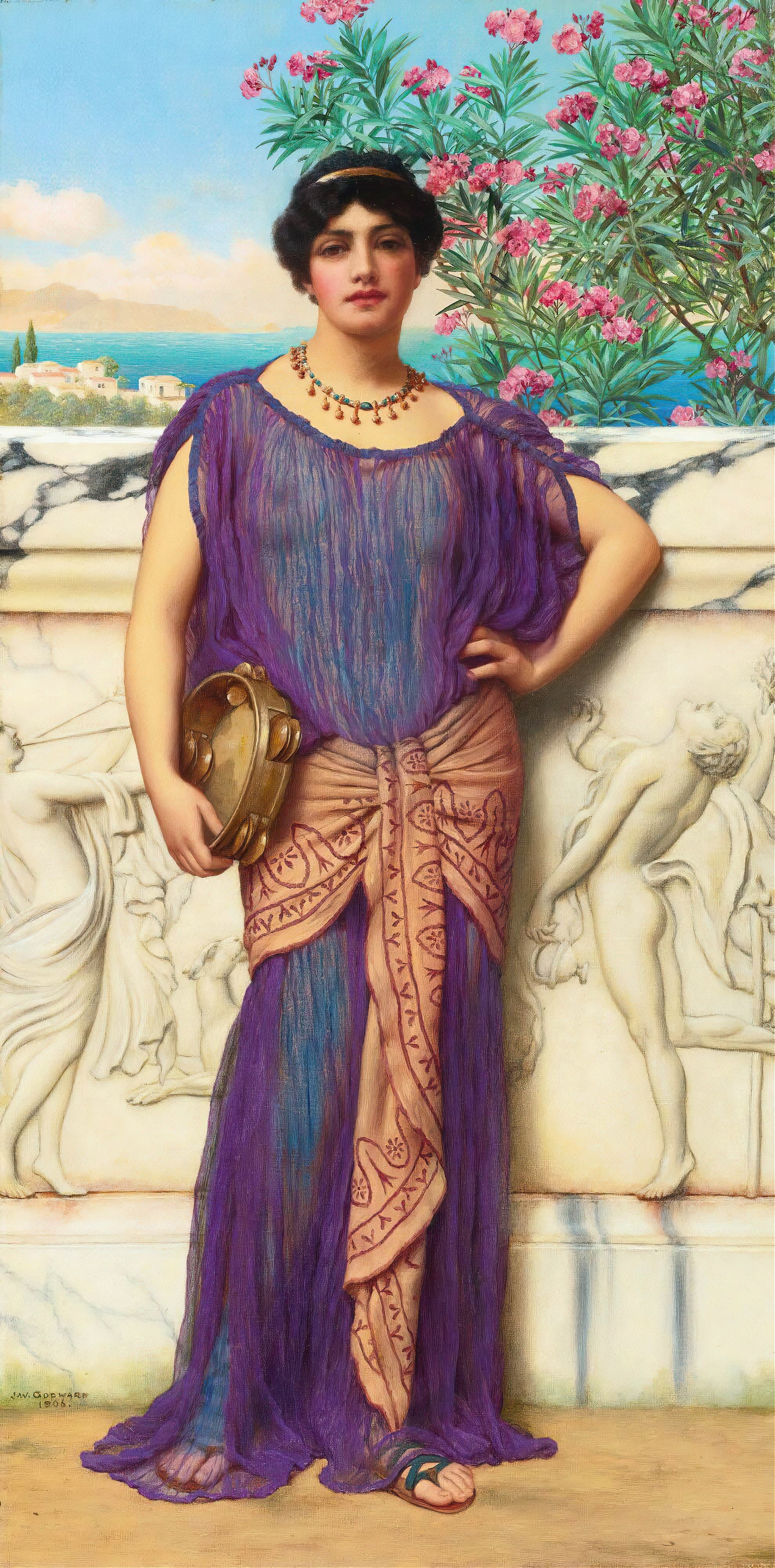 《手鼓女孩》（The Tambourine Girl）｜约翰·威廉·戈德沃德 John William Godward｜1906