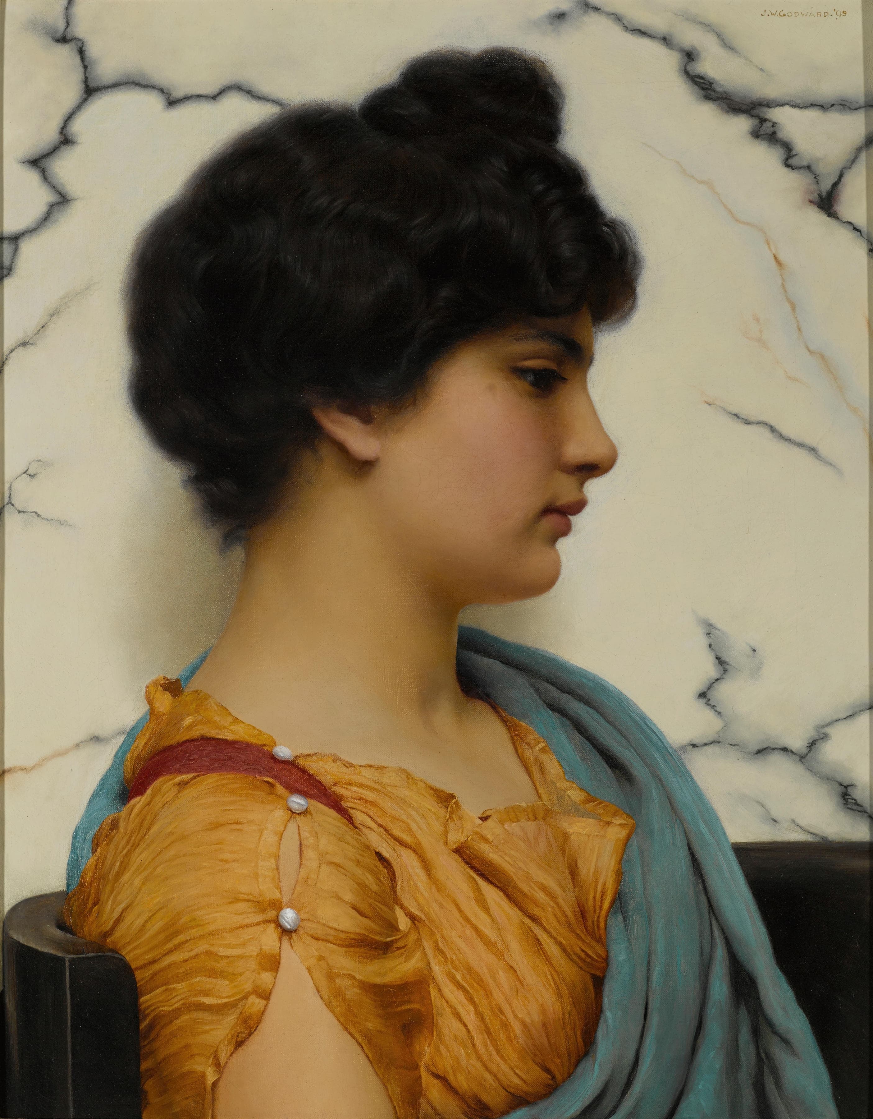 《阿卡迪亚之美》（An Arcadian beauty）｜约翰·威廉·戈德沃德 John William Godward｜1909