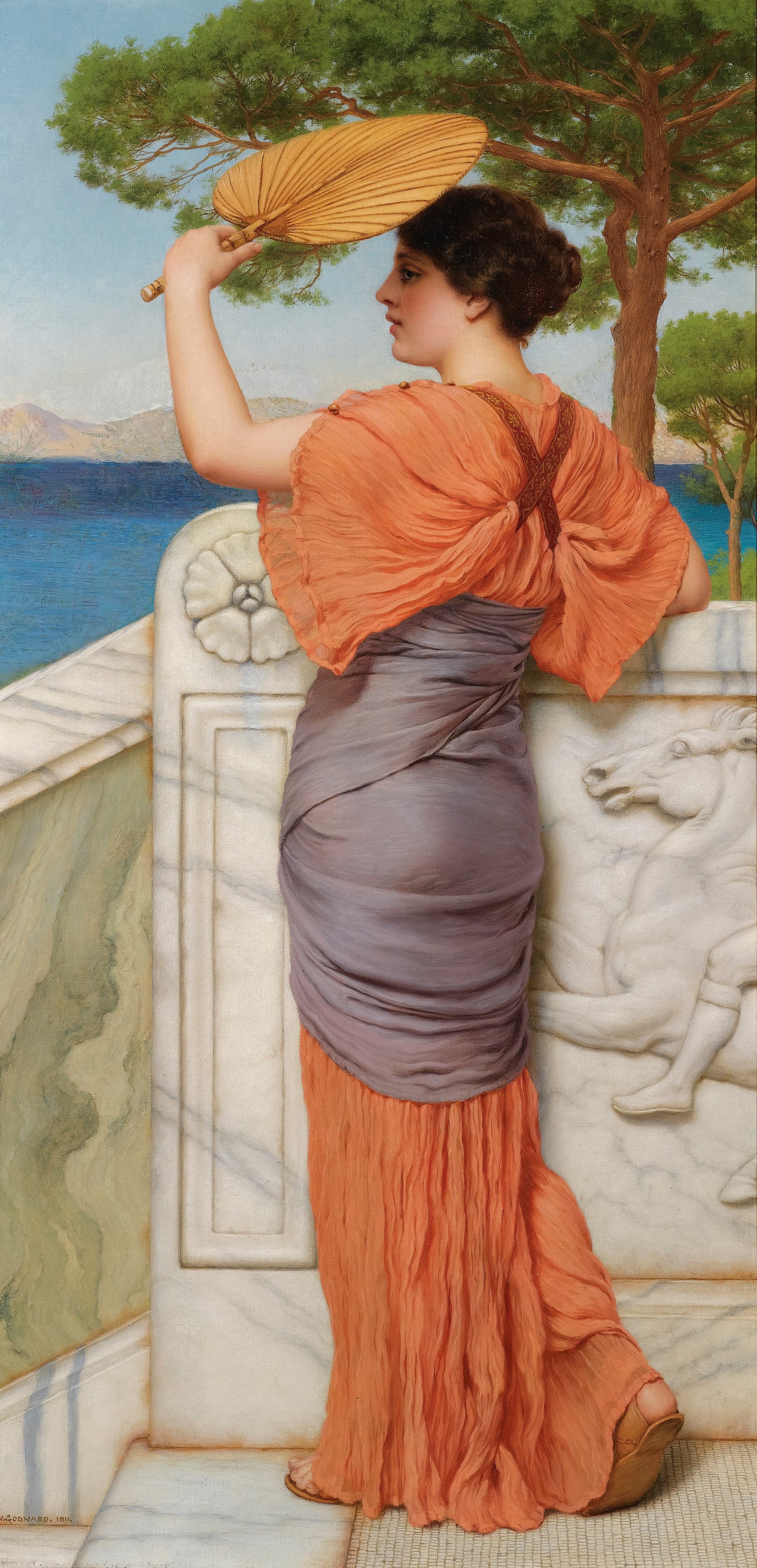 《阳台上》（On The Balcony）｜约翰·威廉·戈德沃德 John William Godward｜1911