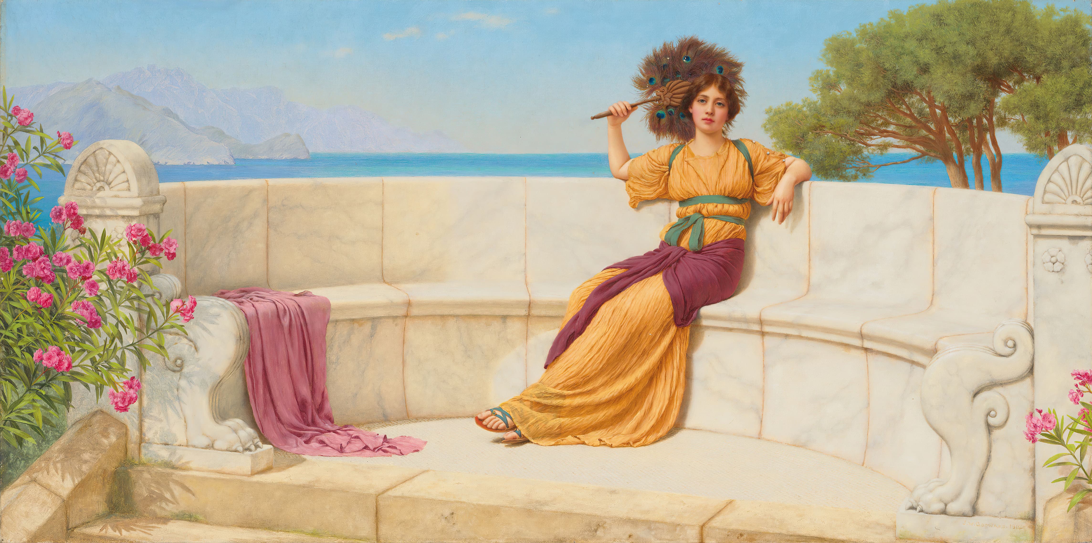 《盛夏时节（遐想）》（In the Prime of the Summertime (Reverie)）｜约翰·威廉·戈德沃德 John William Godward｜1914