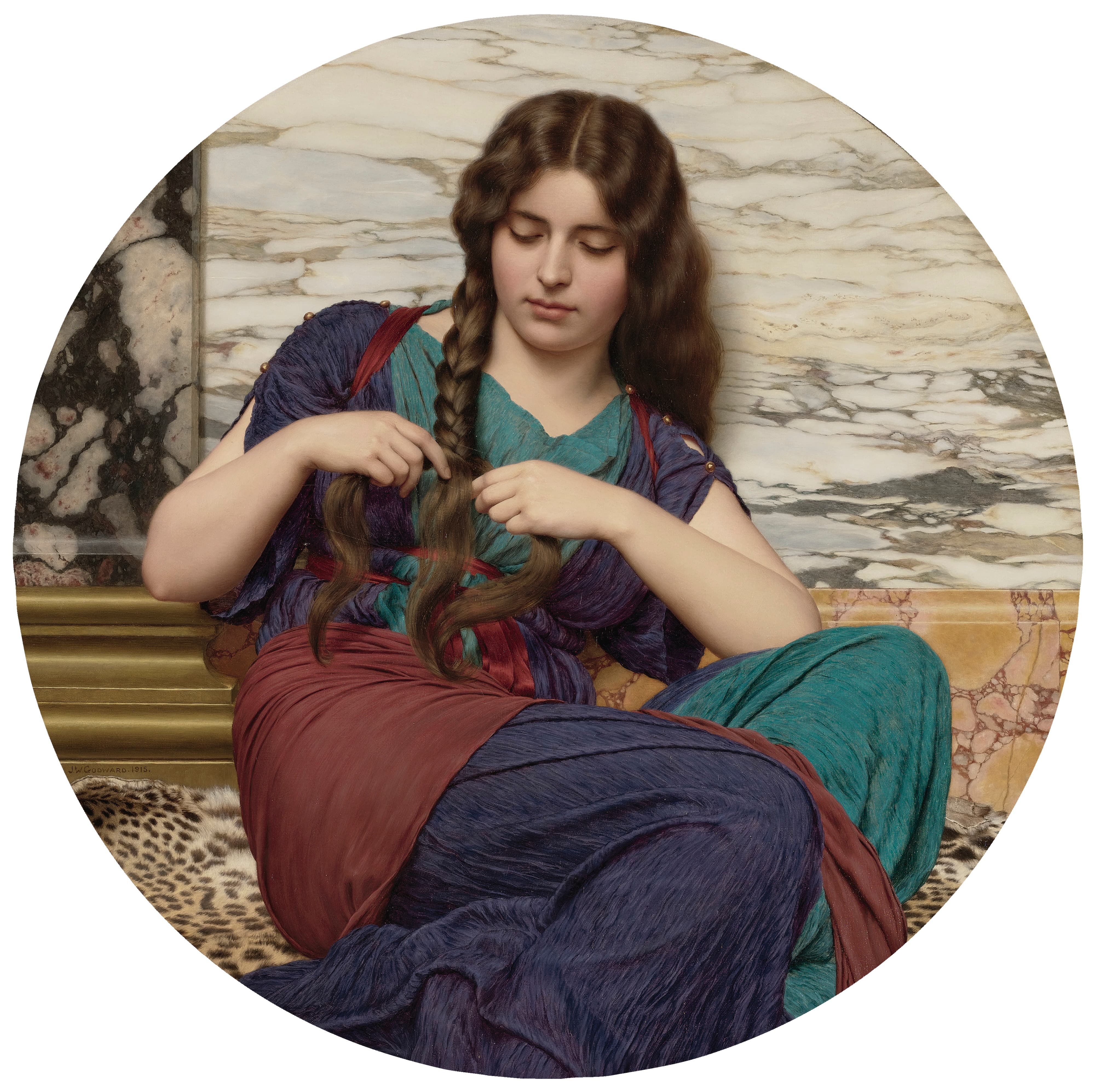 《一项愉快的任务》（A Congenial Task）｜约翰·威廉·戈德沃德 John William Godward｜1915