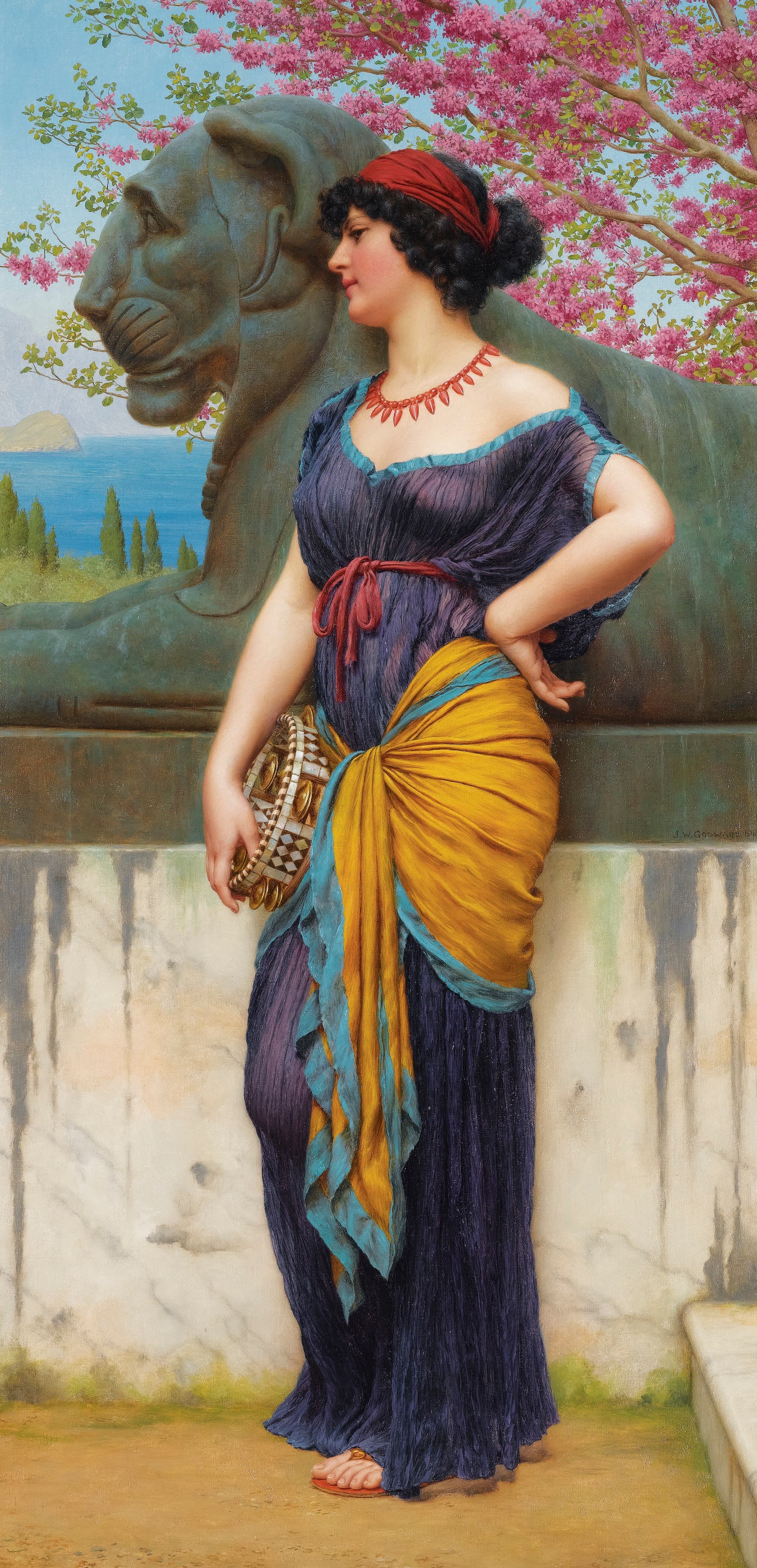《在伊希斯神庙的树林里》（In The Grove Of The Temple Of Isis）｜约翰·威廉·戈德沃德 John William Godward｜1915