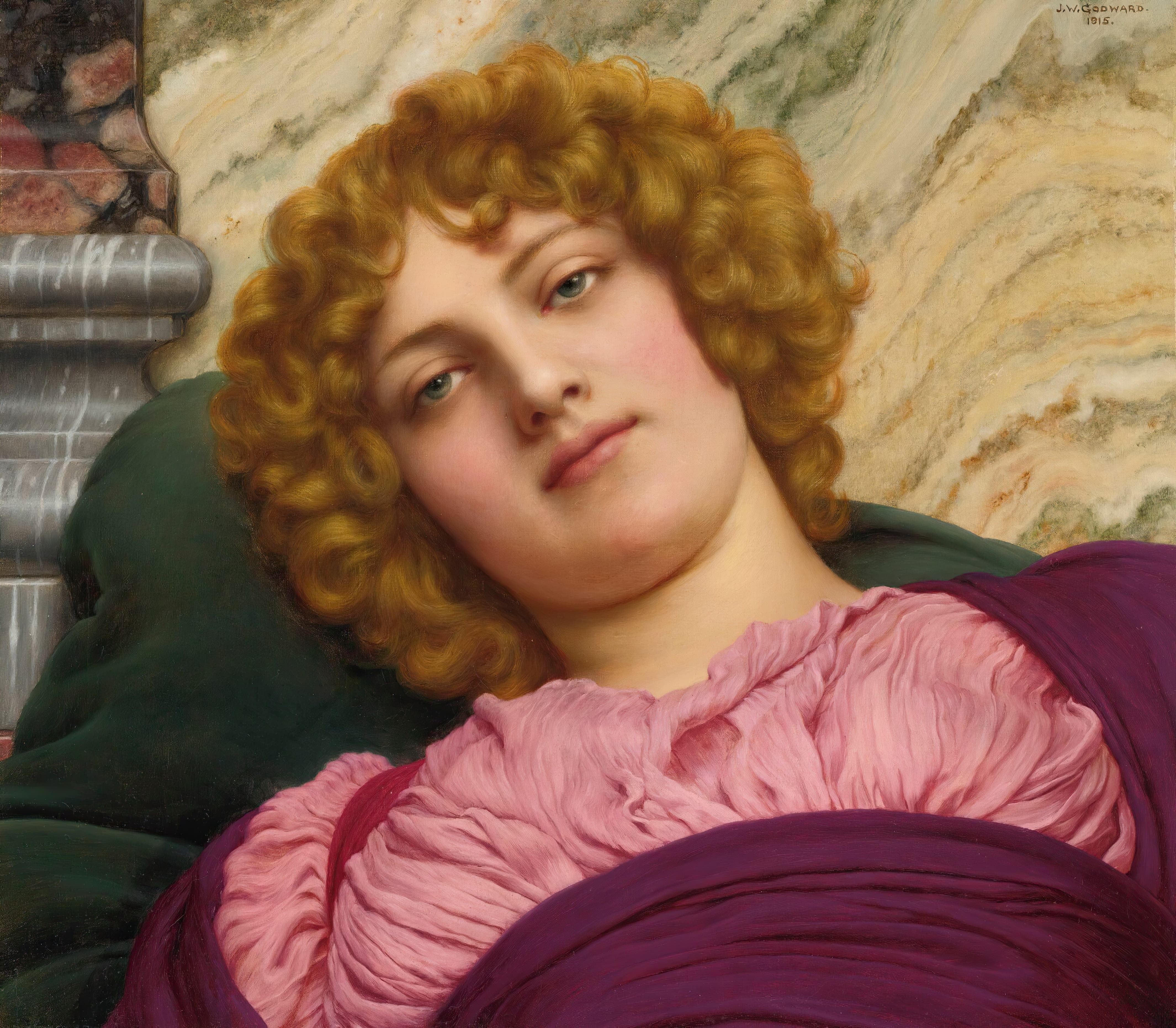 《没药》（Myrrhinna）｜约翰·威廉·戈德沃德 John William Godward｜1915