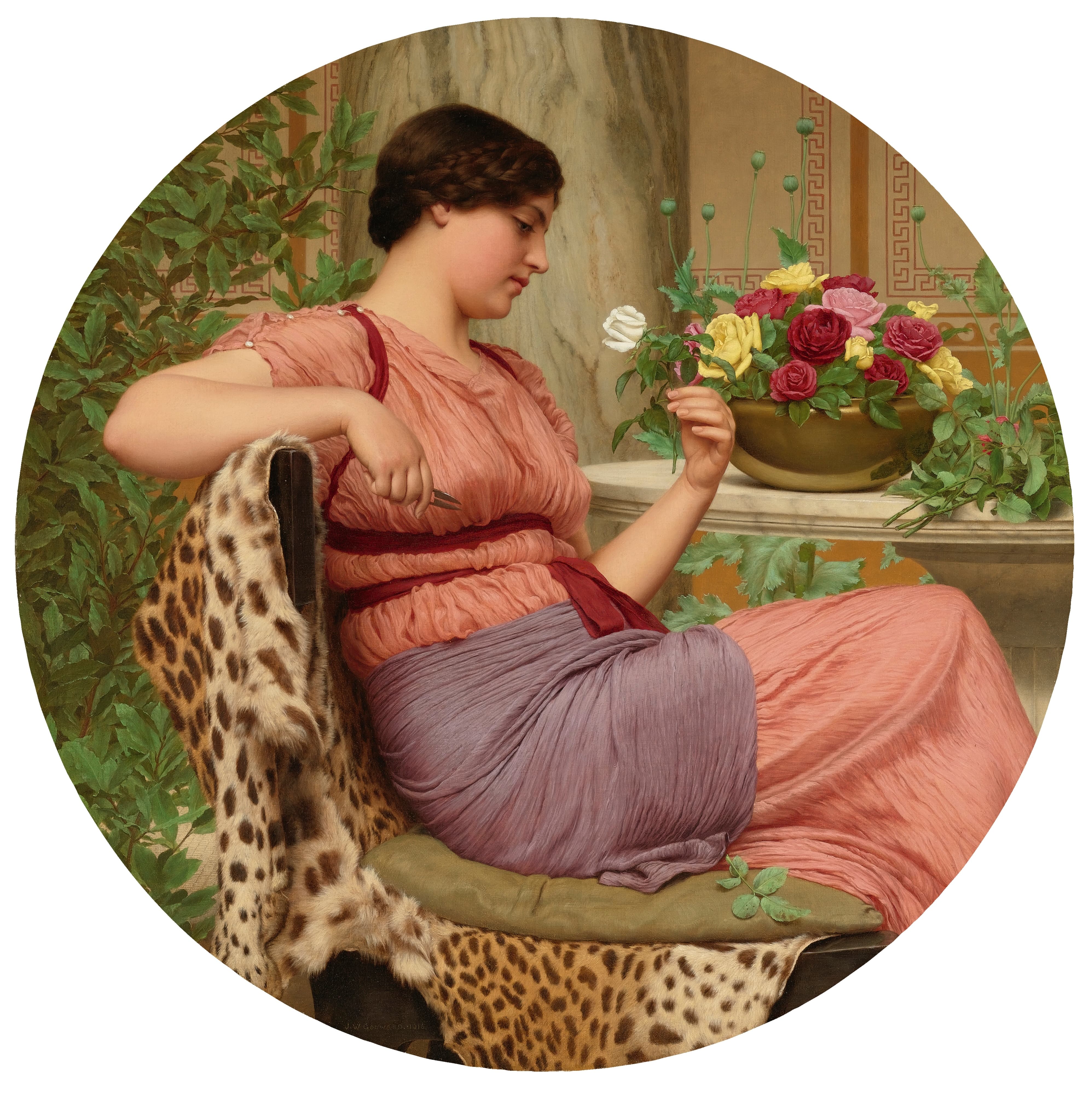 《玫瑰时节》（The Time of Roses）｜约翰·威廉·戈德沃德 John William Godward｜1916