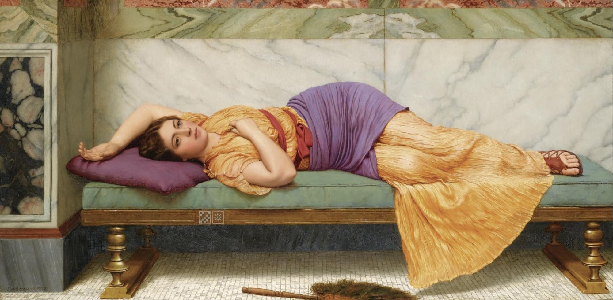 《白日梦》（The Day Dream）｜约翰·威廉·戈德沃德 John William Godward｜1920