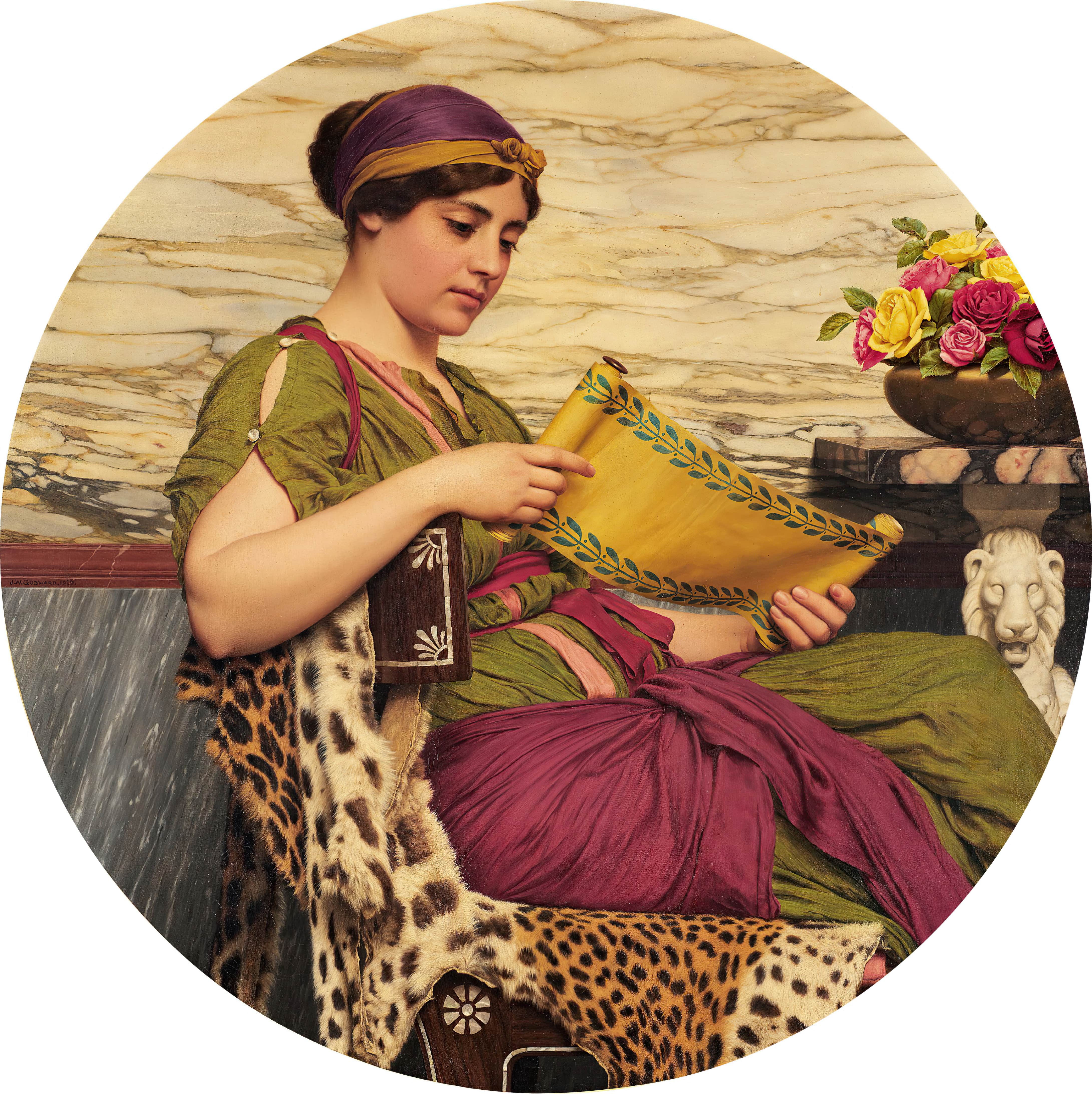 《豪华版》（An Edition de Luxe）｜约翰·威廉·戈德沃德 John William Godward｜1920