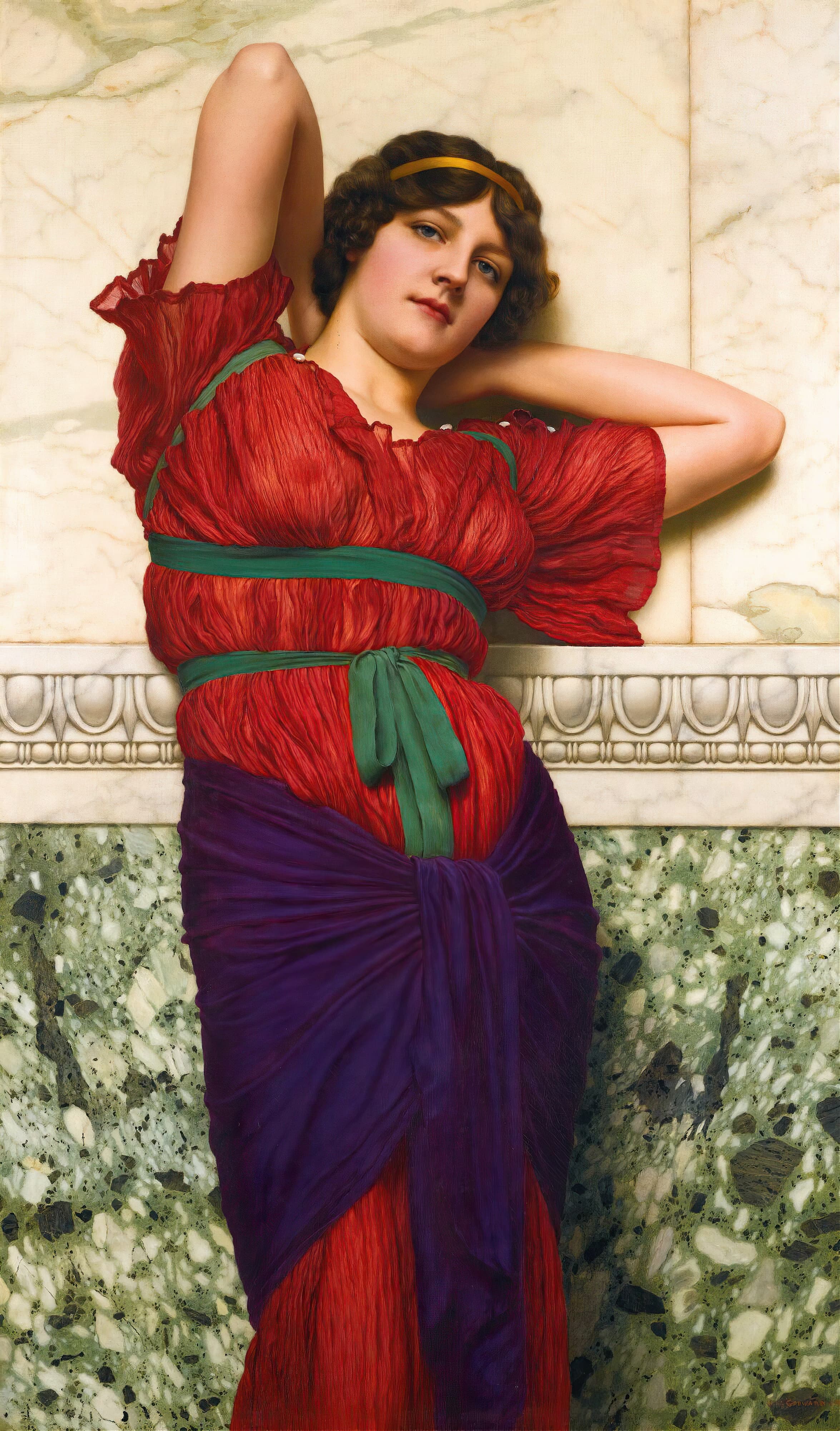《沉思》（Contemplation）｜约翰·威廉·戈德沃德 John William Godward｜1922