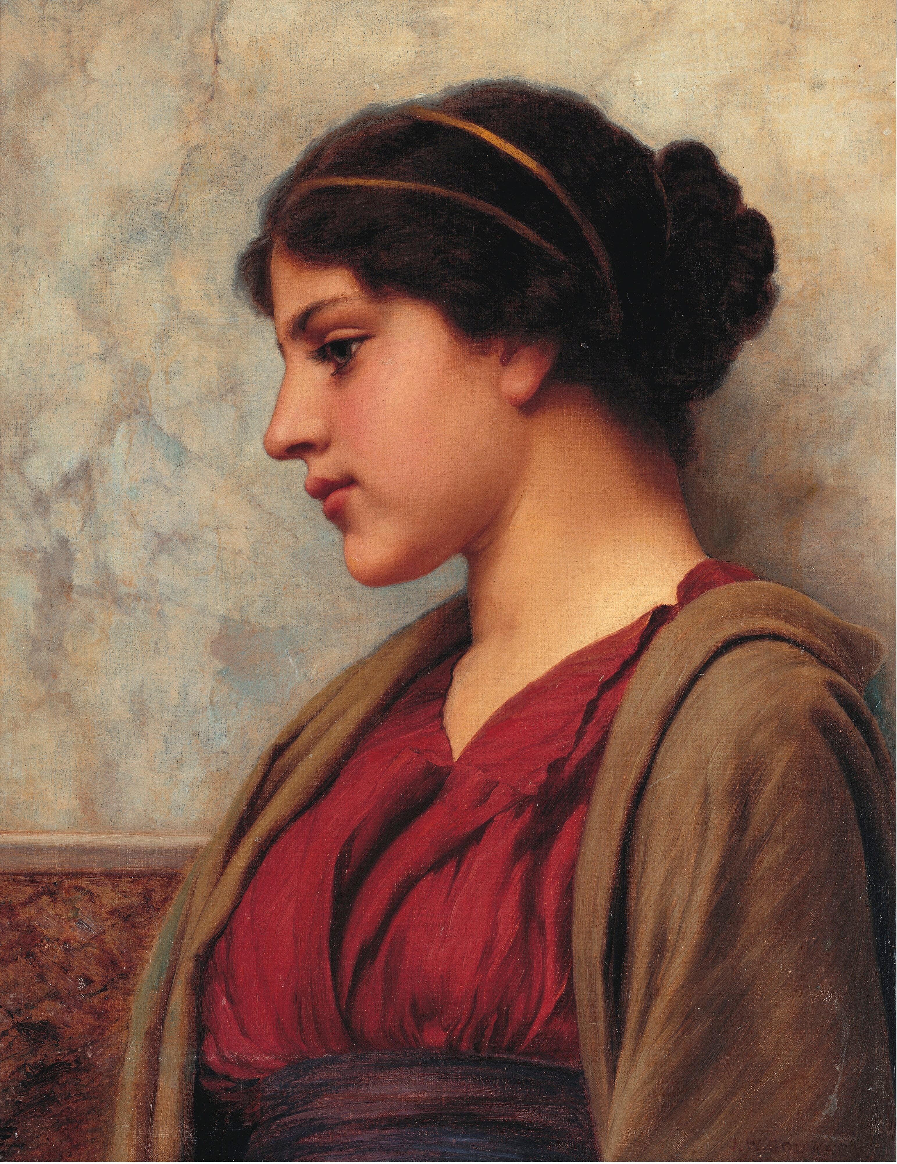 《古典之美，悠远的思念》（A Classical Beauty, Far-away Thoughts）｜约翰·威廉·戈德沃德 John William Godward｜不明