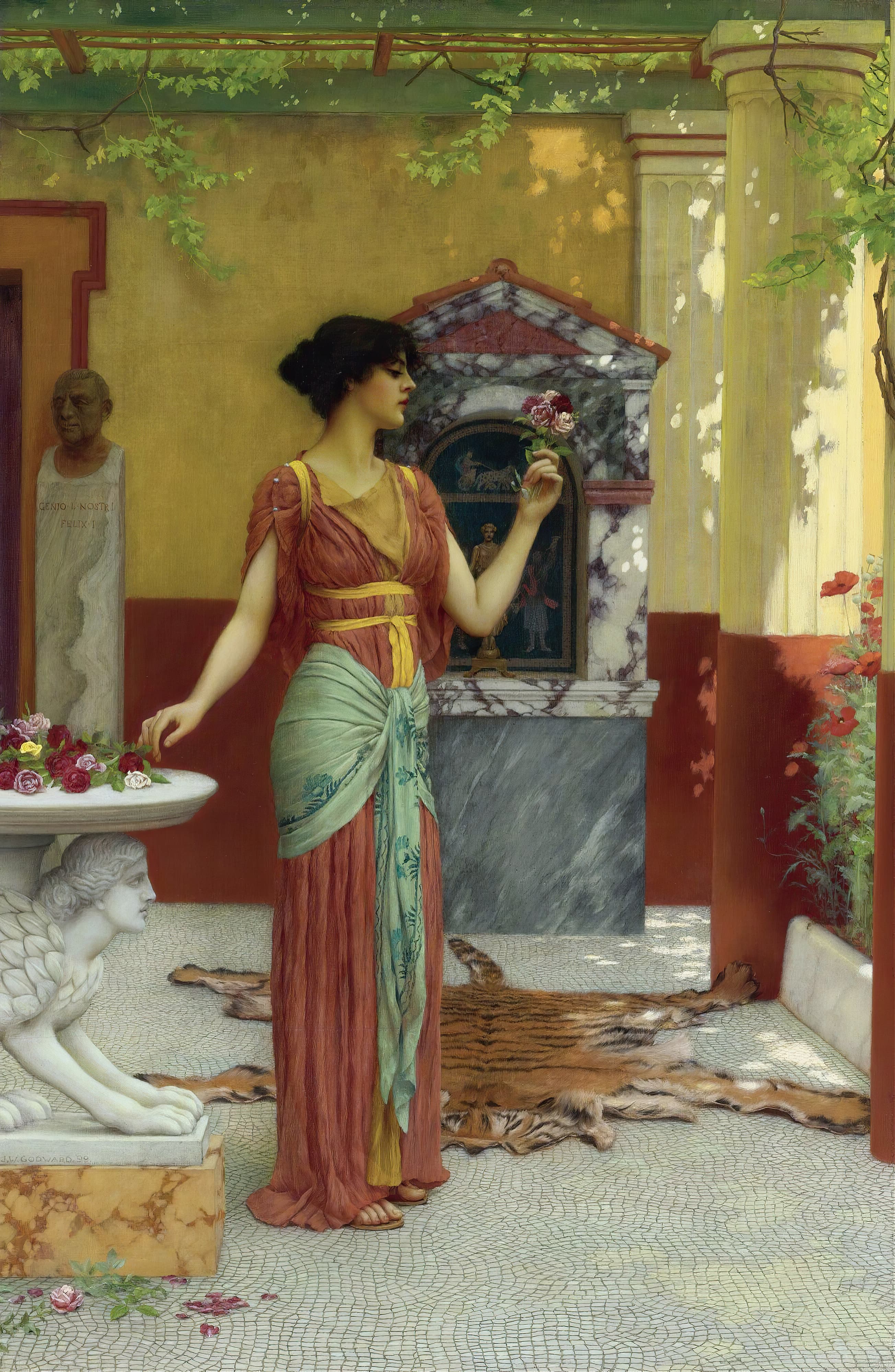 《花束 1899》（The Bouquet 1899）｜约翰·威廉·戈德沃德 John William Godward｜不明