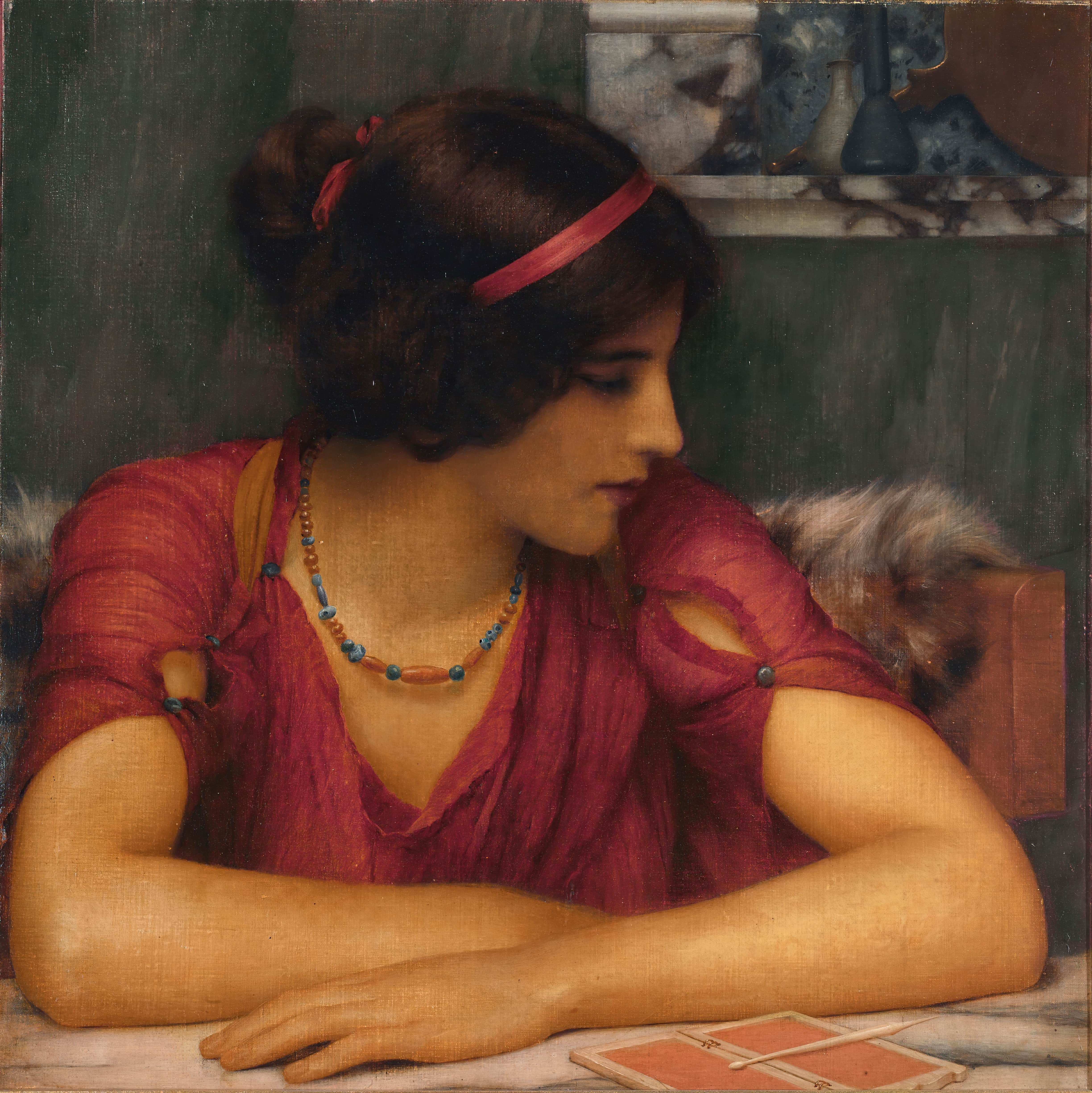 《一封信（古典少女）》（The Letter (A Classical Maiden)）｜约翰·威廉·戈德沃德 John William Godward｜不明