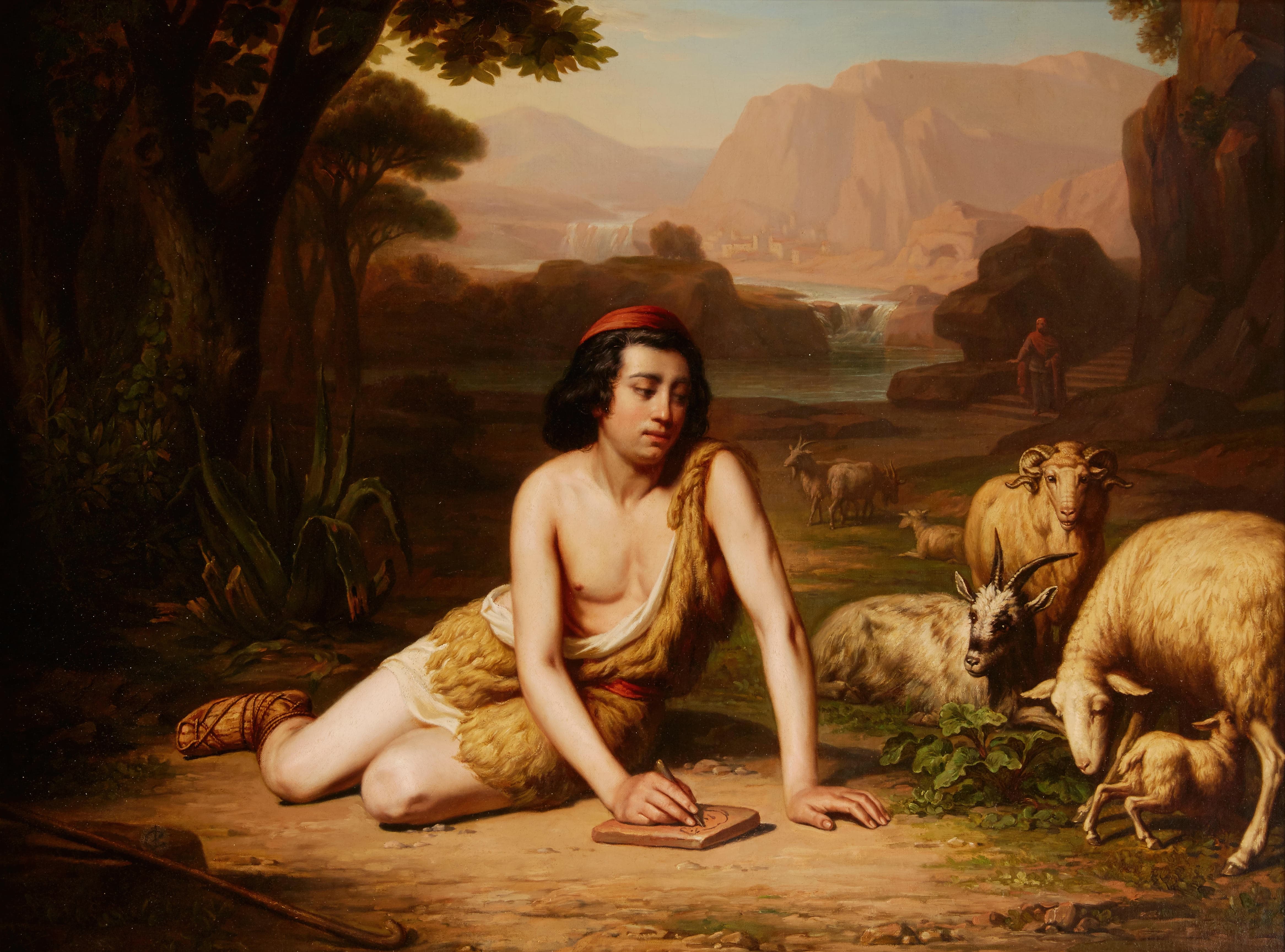 《乔托从大自然中汲取灵感》（Giotto drawing from nature）｜约翰·威廉·戈德沃德 John William Godward｜不明