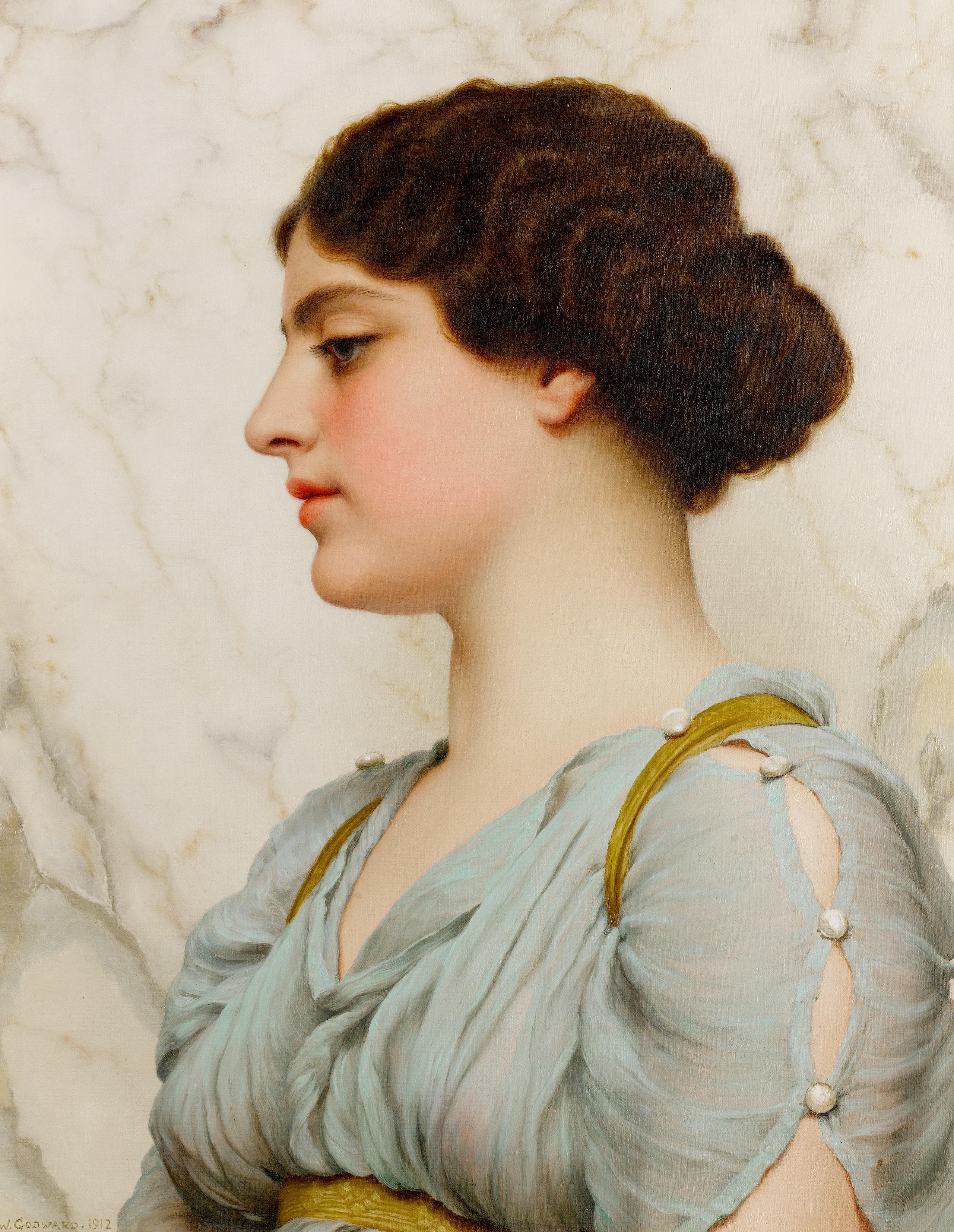 《罗马美女》（A Roman beauty）｜约翰·威廉·戈德沃德 John William Godward｜不明