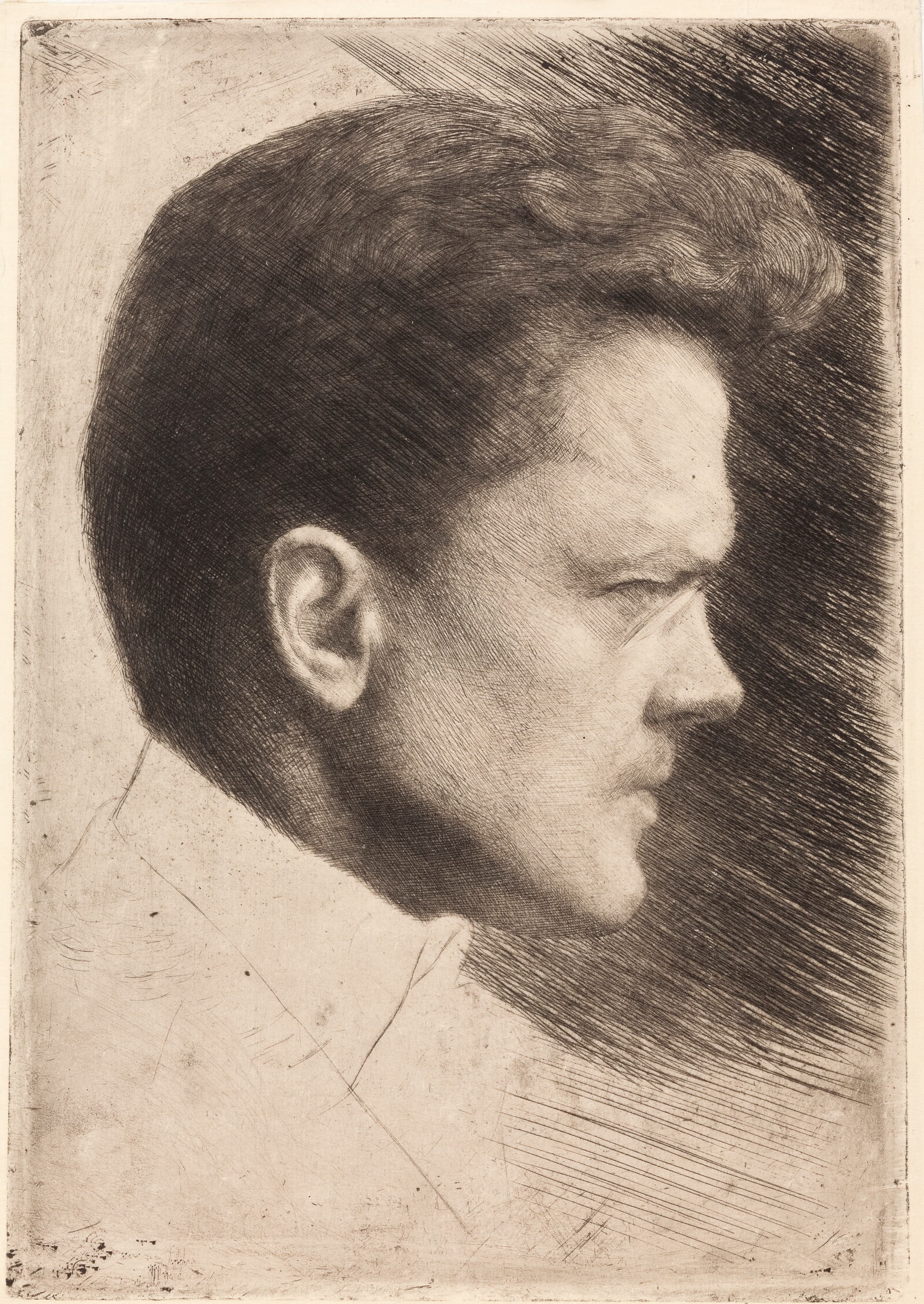 《自画像（侧面）》（Self-portrait (profile)）｜约瑟夫·潘凯维奇 Józef Pankiewicz｜1900–1901