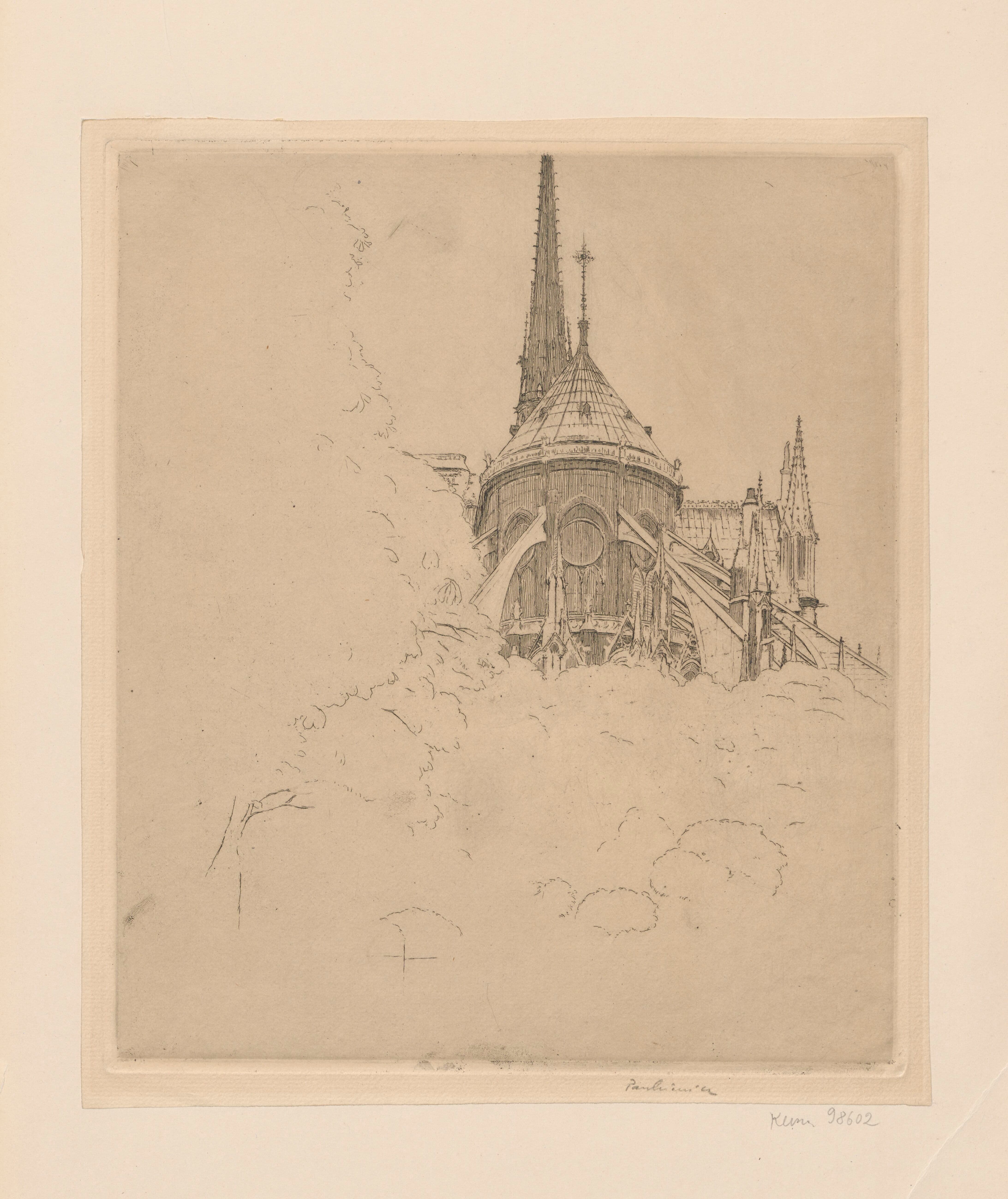 《巴黎圣母院大教堂后殿，第三状态》（Apse of Notre-Dame de Paris Cathedral, state III）｜约瑟夫·潘凯维奇 Józef Pankiewicz｜1902