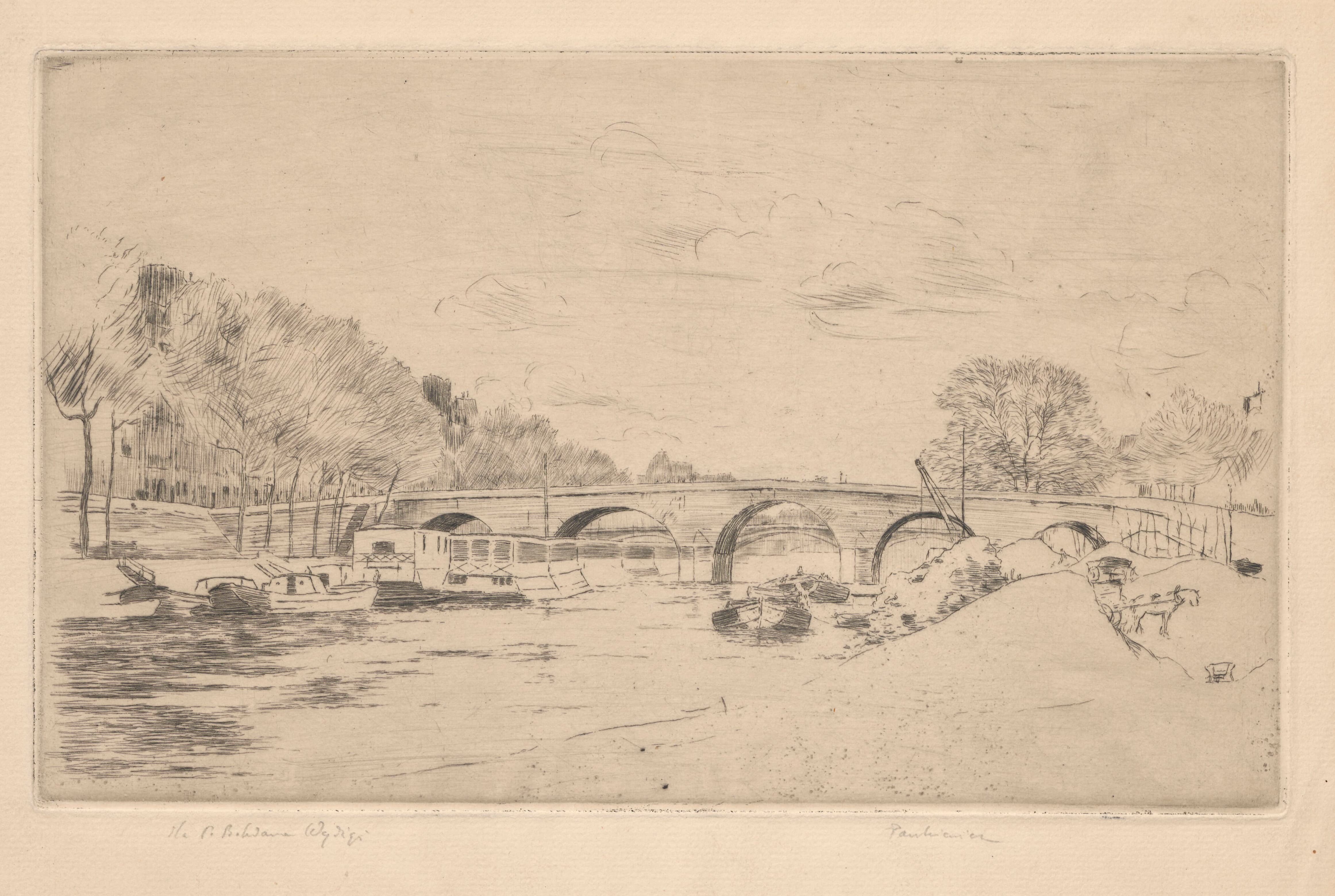 《巴黎玛丽桥，第二州》（Pont Marie in Paris, state II）｜约瑟夫·潘凯维奇 Józef Pankiewicz｜1903