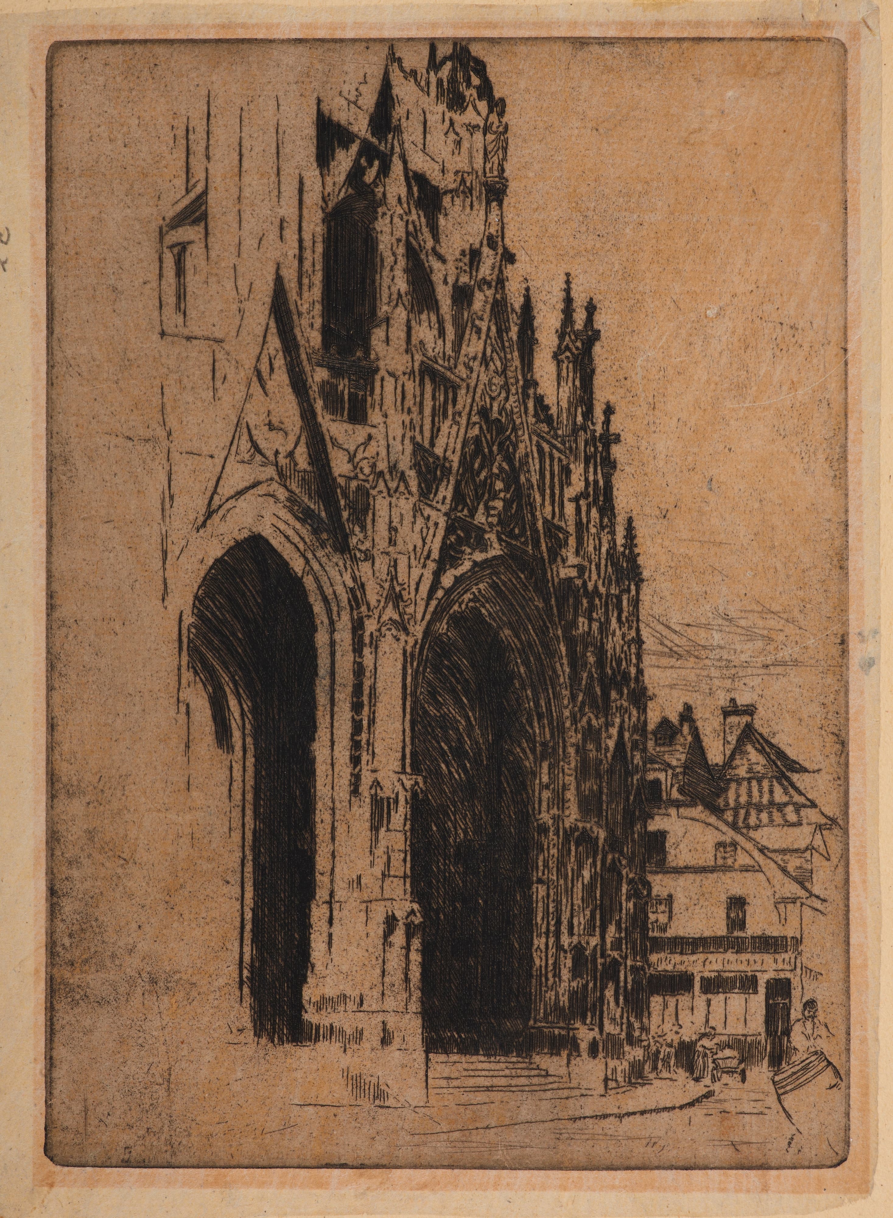 《鲁昂 – 圣马卢教堂的门户》（Rouen – portal from the Church of St Maclou）｜约瑟夫·潘凯维奇 Józef Pankiewicz｜1904
