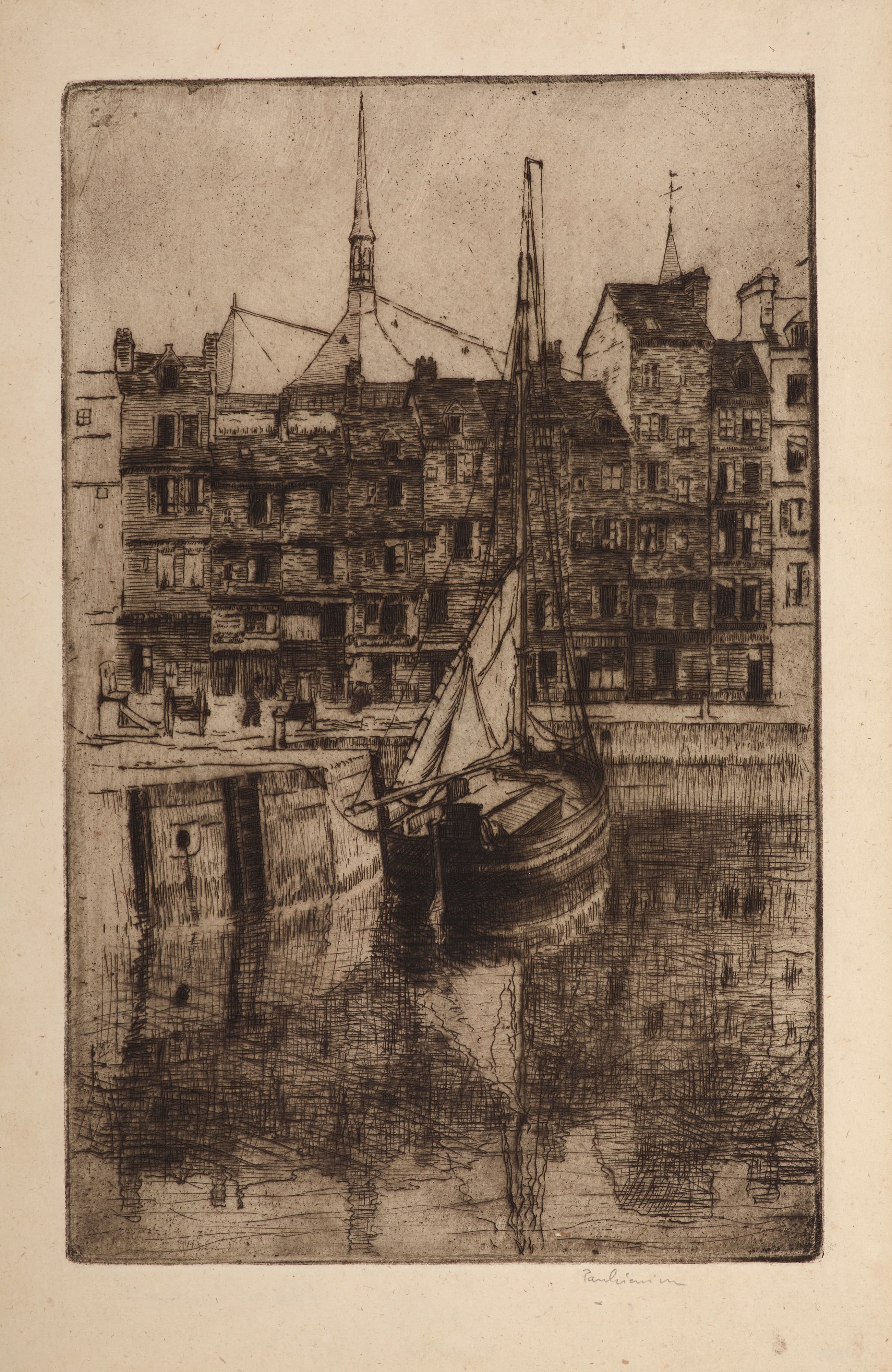 《小船在翁弗勒尔港口》（Boat in the harbour of Honfleur）｜约瑟夫·潘凯维奇 Józef Pankiewicz｜1906