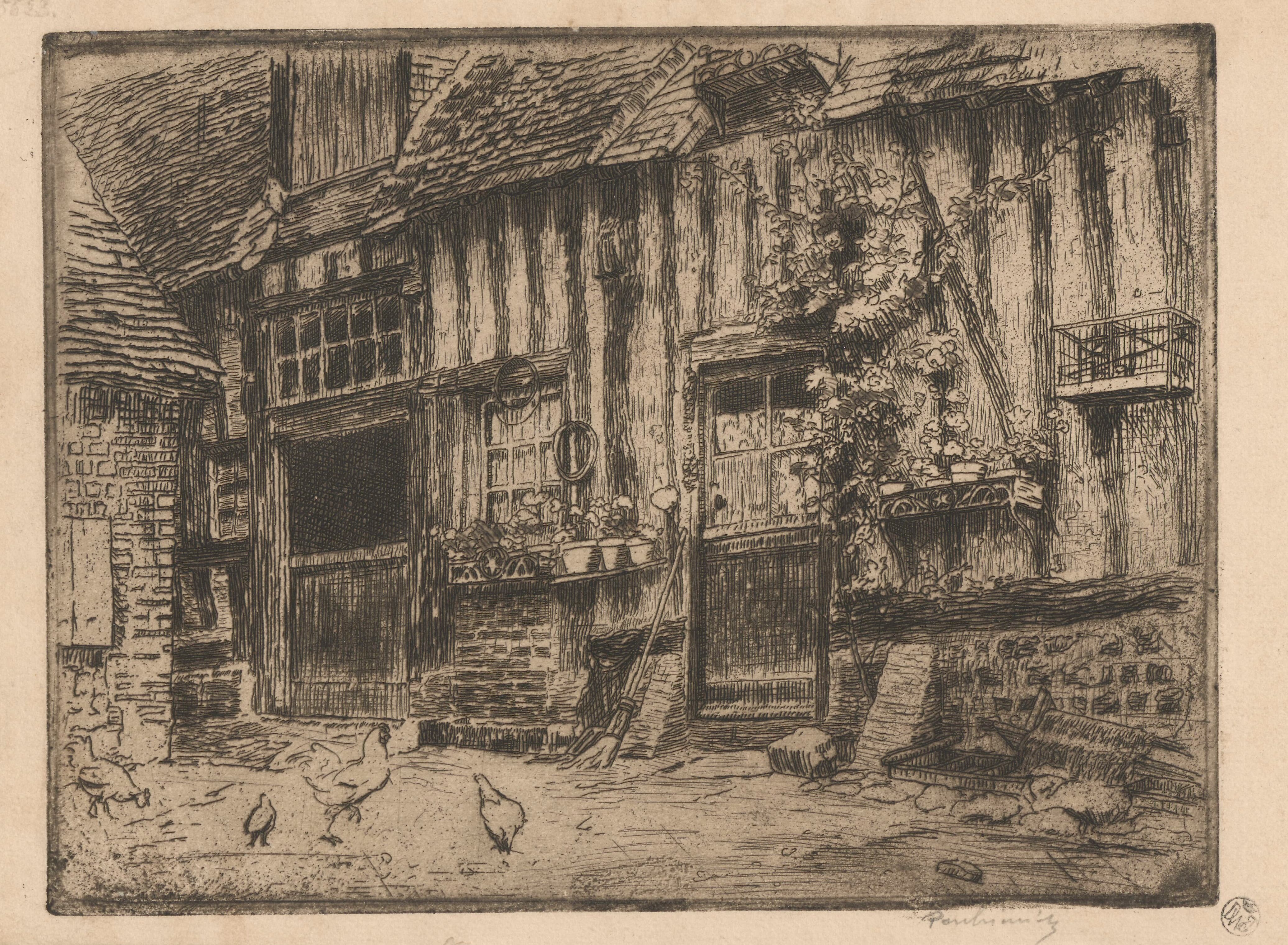 《St. Valery-en-Caux 的院子里有母鸡》（Yard in St. Valery-en-Caux, with hens）｜约瑟夫·潘凯维奇 Józef Pankiewicz｜1907
