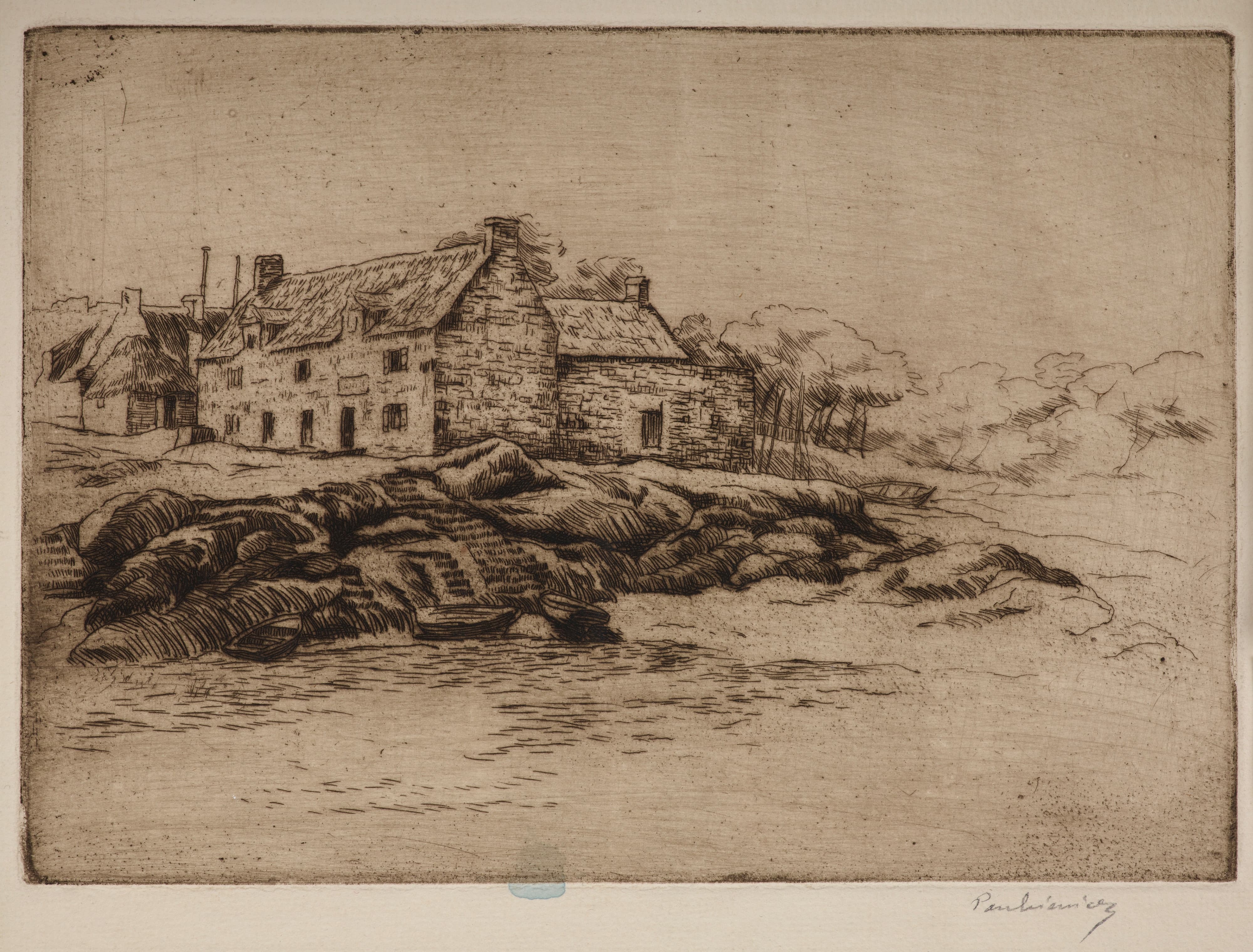 《孔卡尔诺 – 海岸上的房屋》（Concarneau – houses on the coast）｜约瑟夫·潘凯维奇 Józef Pankiewicz｜1908