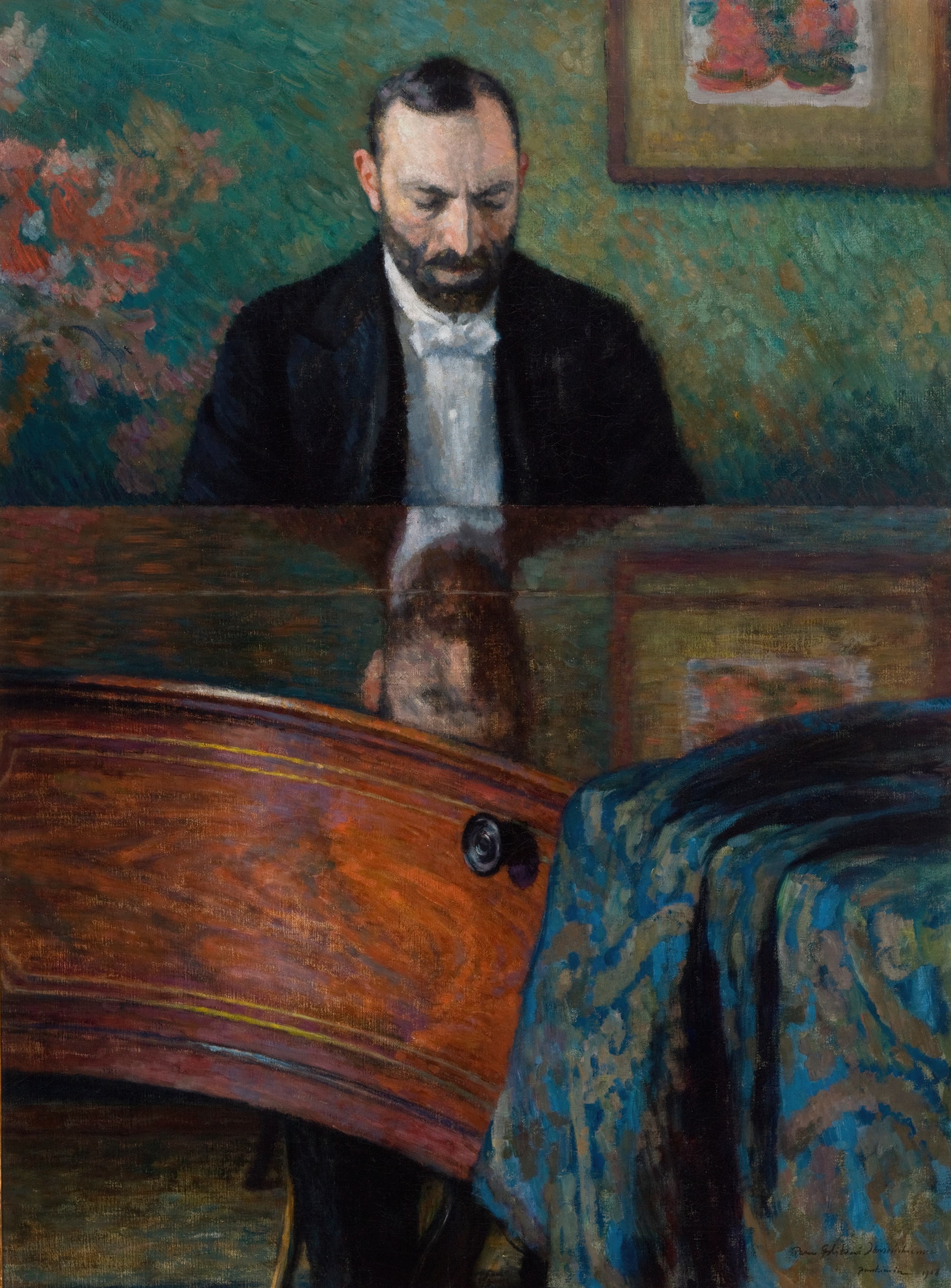 《雅辛斯基弹奏钢琴》（Jasieński at the Piano）｜约瑟夫·潘凯维奇 Józef Pankiewicz｜1908