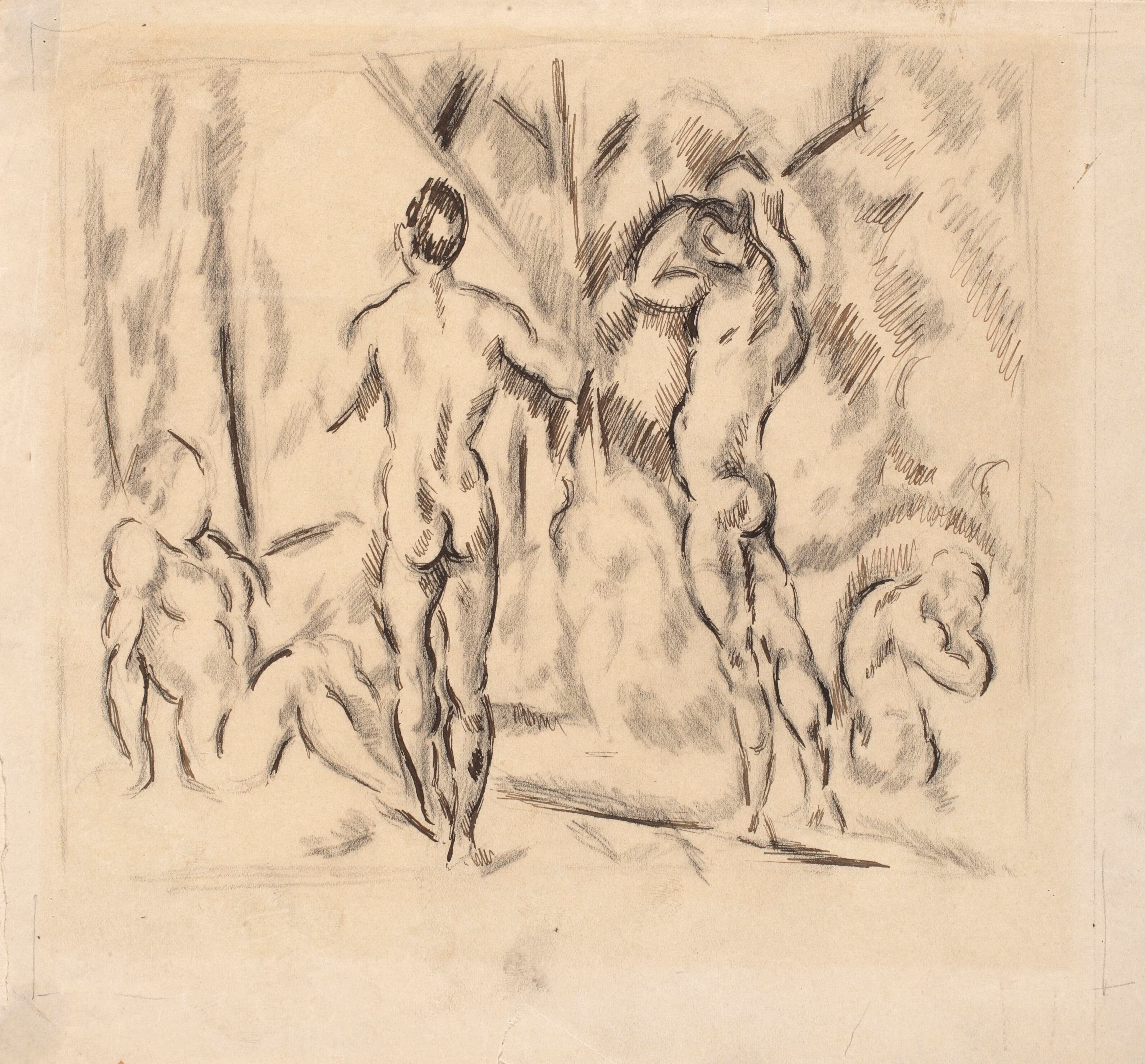 《《沐浴者》，模仿保罗·塞尚的画作》（“Bather”, study after Paul Cezanne’s painting）｜约瑟夫·潘凯维奇 Józef Pankiewicz｜1910