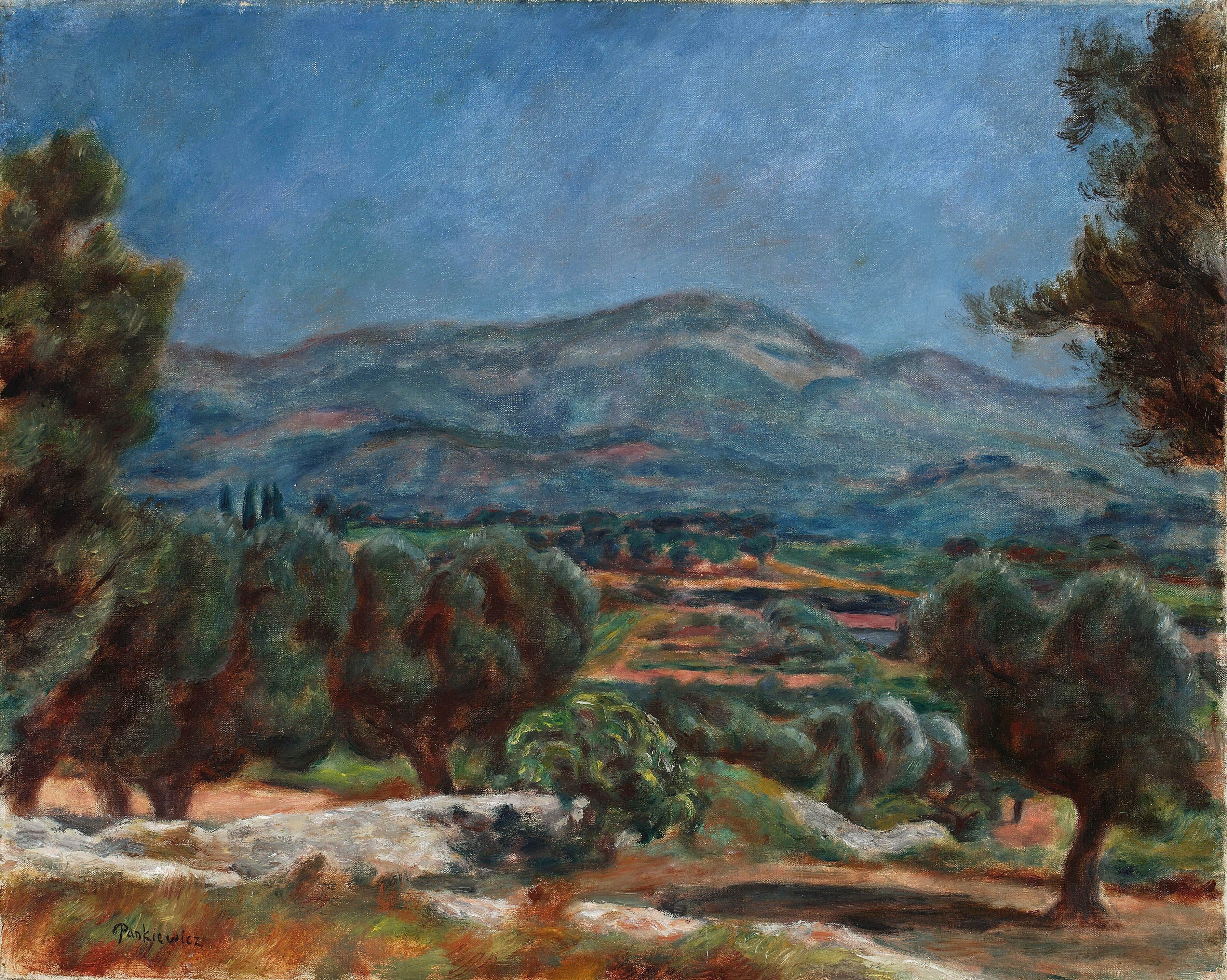 《从萨纳里欣赏山景》（Landscape from Sanary with the view of the mountains）｜约瑟夫·潘凯维奇 Józef Pankiewicz｜1926