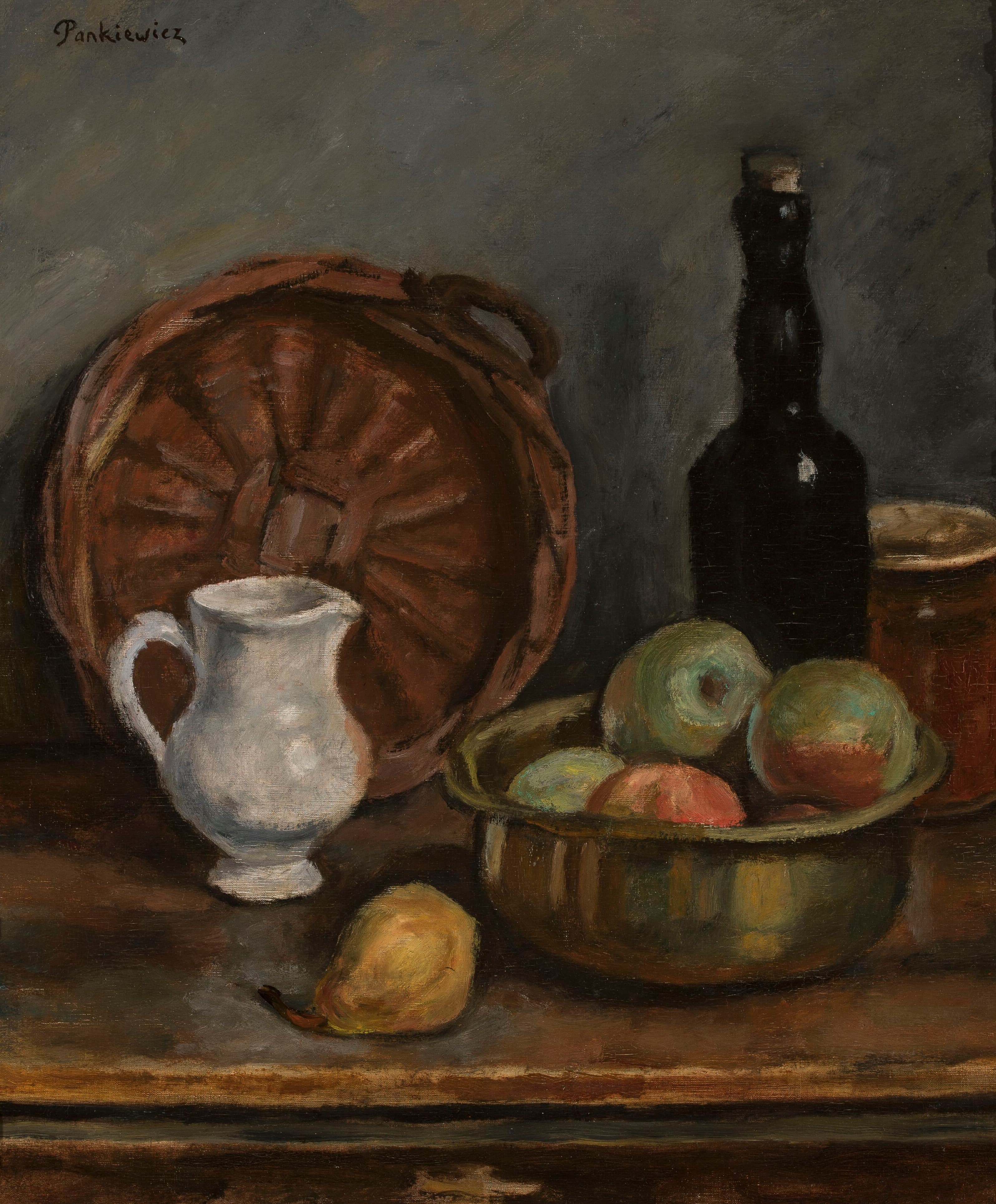 《有黑色瓶子的静物》（Still life with a black bottle）｜约瑟夫·潘凯维奇 Józef Pankiewicz｜1928