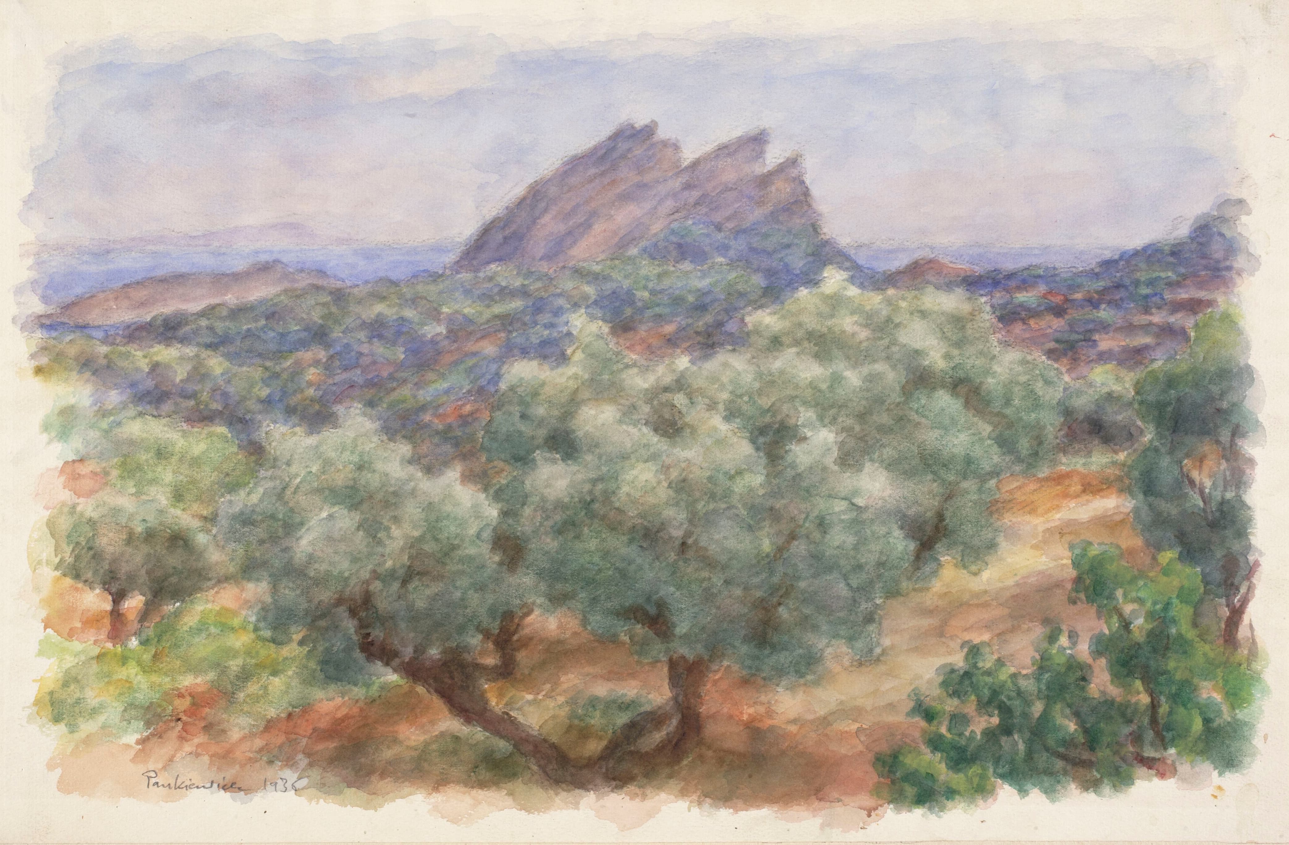 《景观与 Bec d`Aigle (La Ciotat) 岩石》（Landscape with Bec d`Aigle (La Ciotat) rock）｜约瑟夫·潘凯维奇 Józef Pankiewicz｜1936