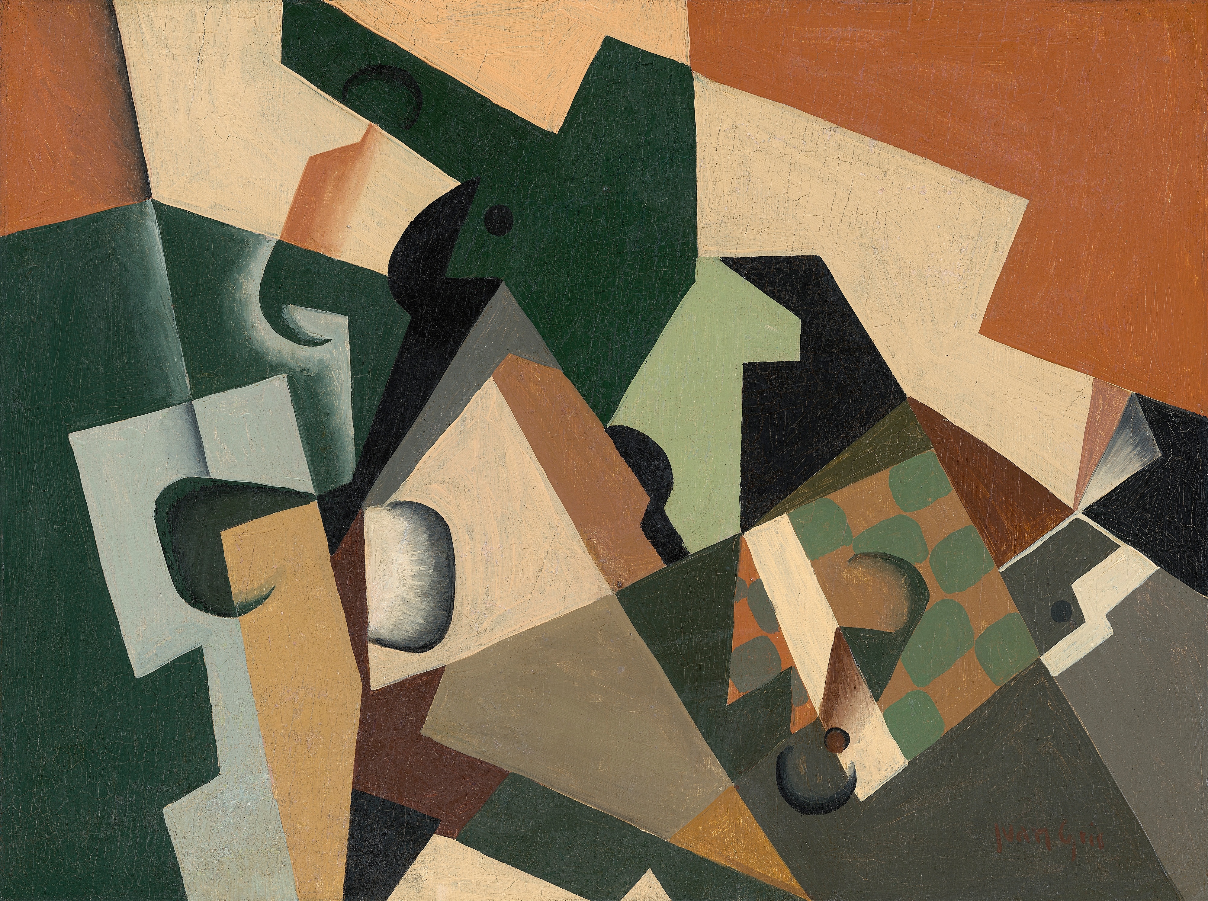 《玻璃和棋盘》（glass and checkerboard）｜胡安·格里斯 Juan Gris｜约1917