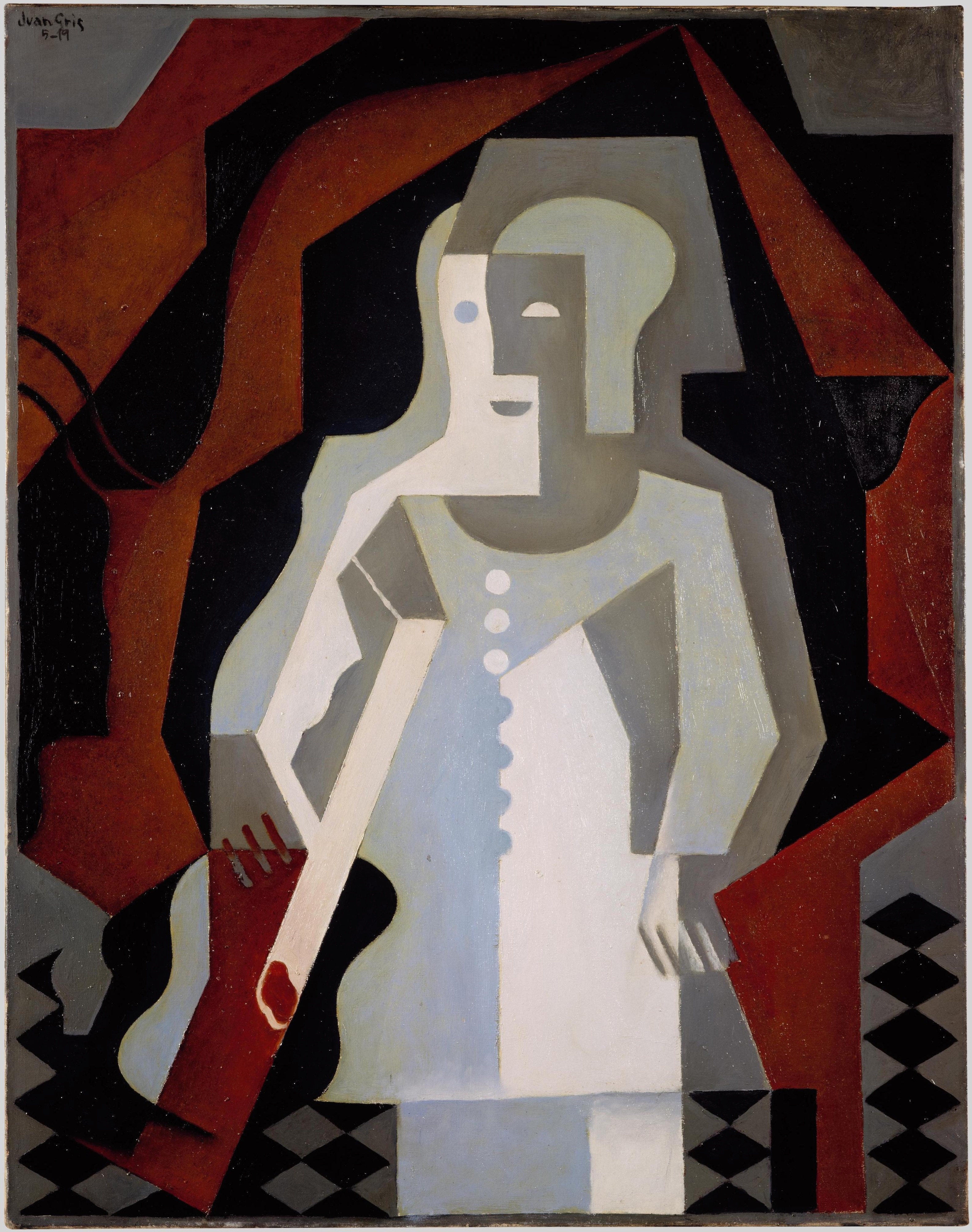 《皮埃罗弹吉他》（pierrot on guitar）｜胡安·格里斯 Juan Gris｜1919