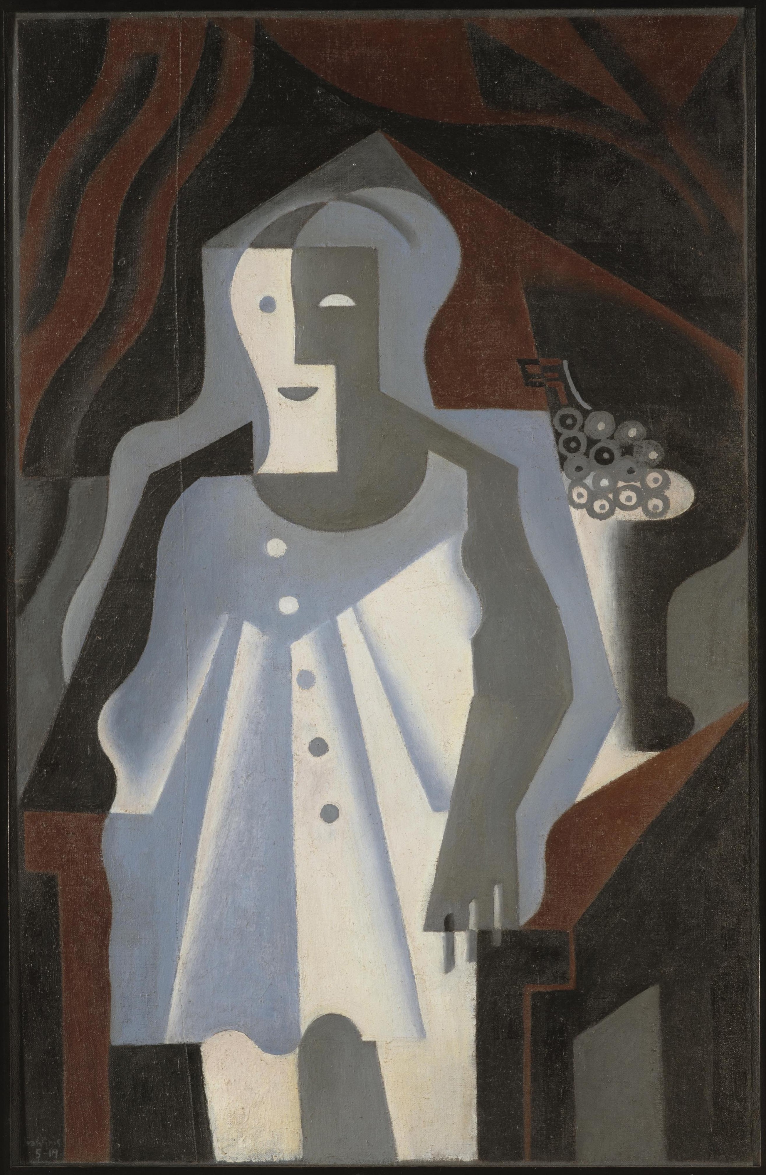 《皮埃罗与葡萄》（pierrot with grapes）｜胡安·格里斯 Juan Gris｜1919