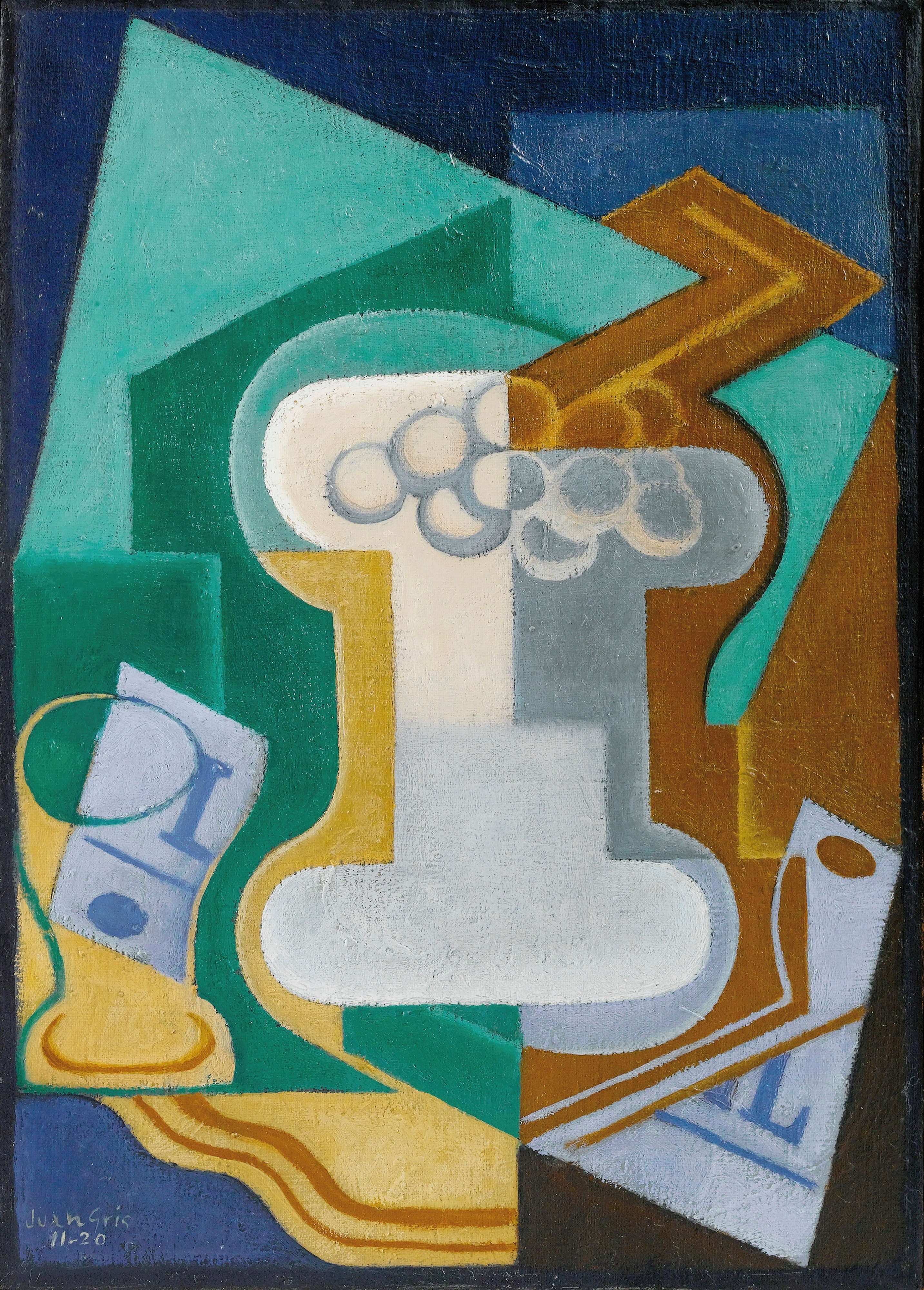 《玻璃和水果》（glass and fruit）｜胡安·格里斯 Juan Gris｜1920