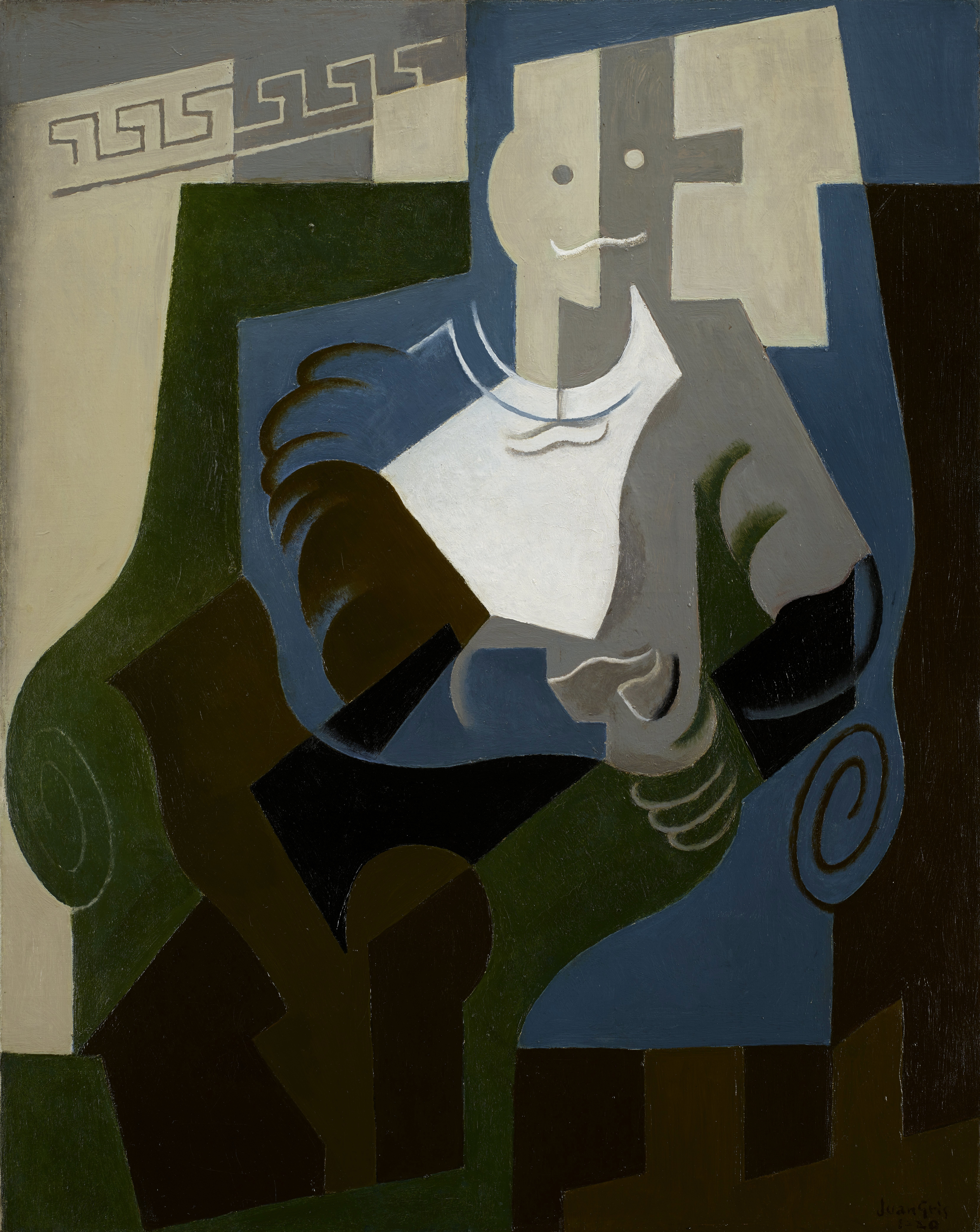 《坐着的丑角》（seated harlequin）｜胡安·格里斯 Juan Gris｜约1920