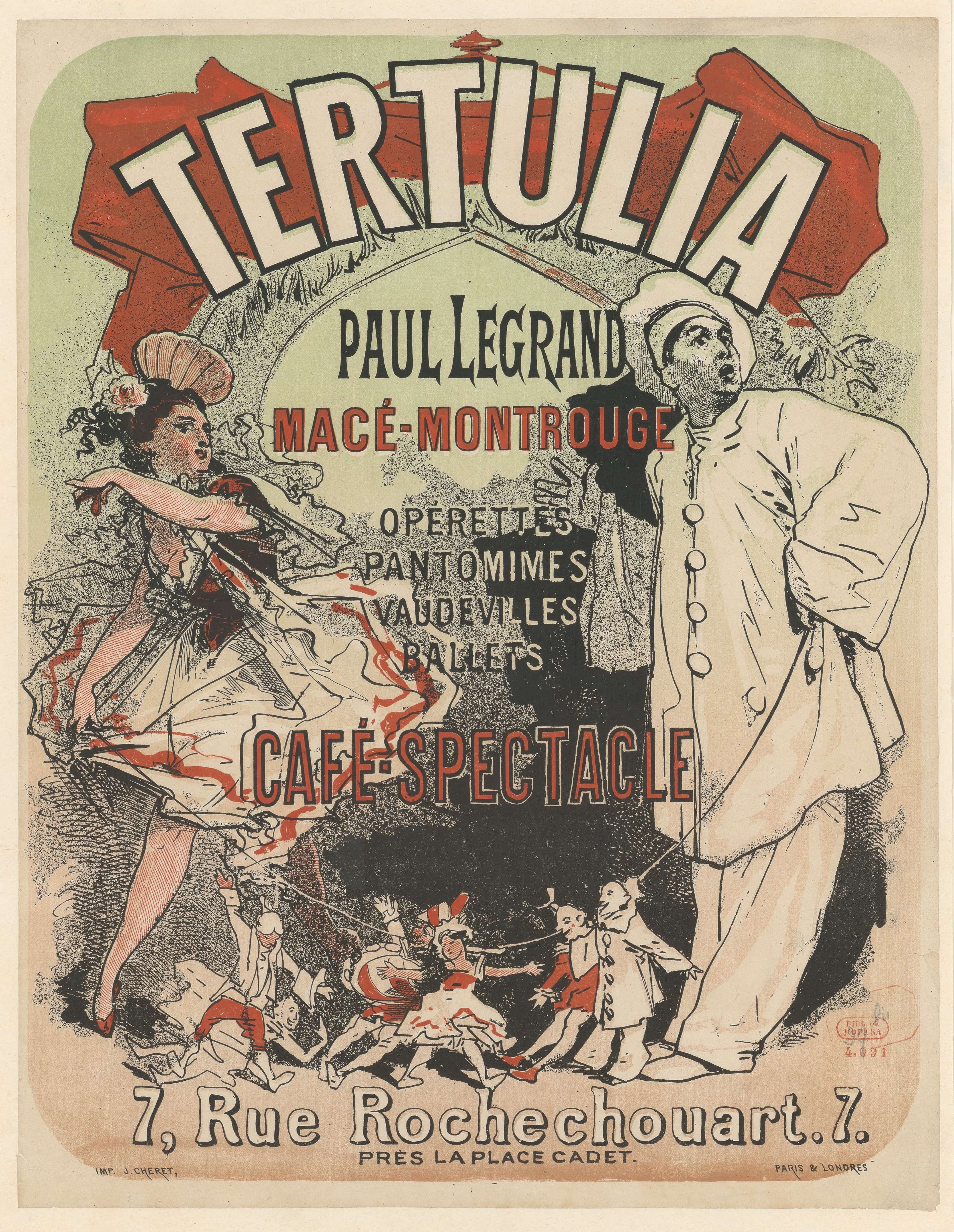 特尔图利亚。咖啡馆表演 7 rue Rochechouart 7. At Place Cadet