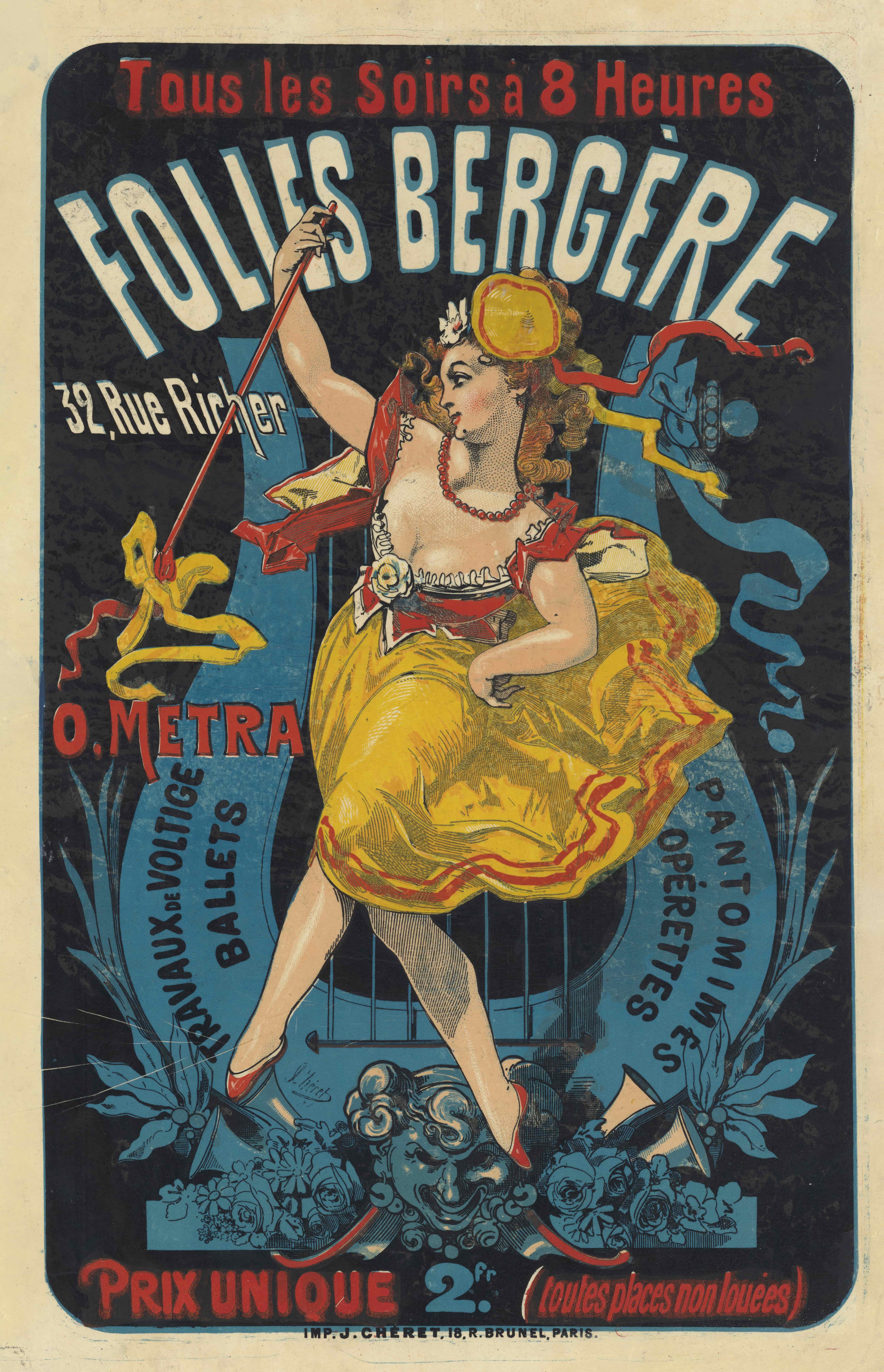 每天晚上八点。 Folies Bergère，里彻街 32 号。 O.梅特拉。特技表演、芭蕾舞、哑剧、轻歌剧