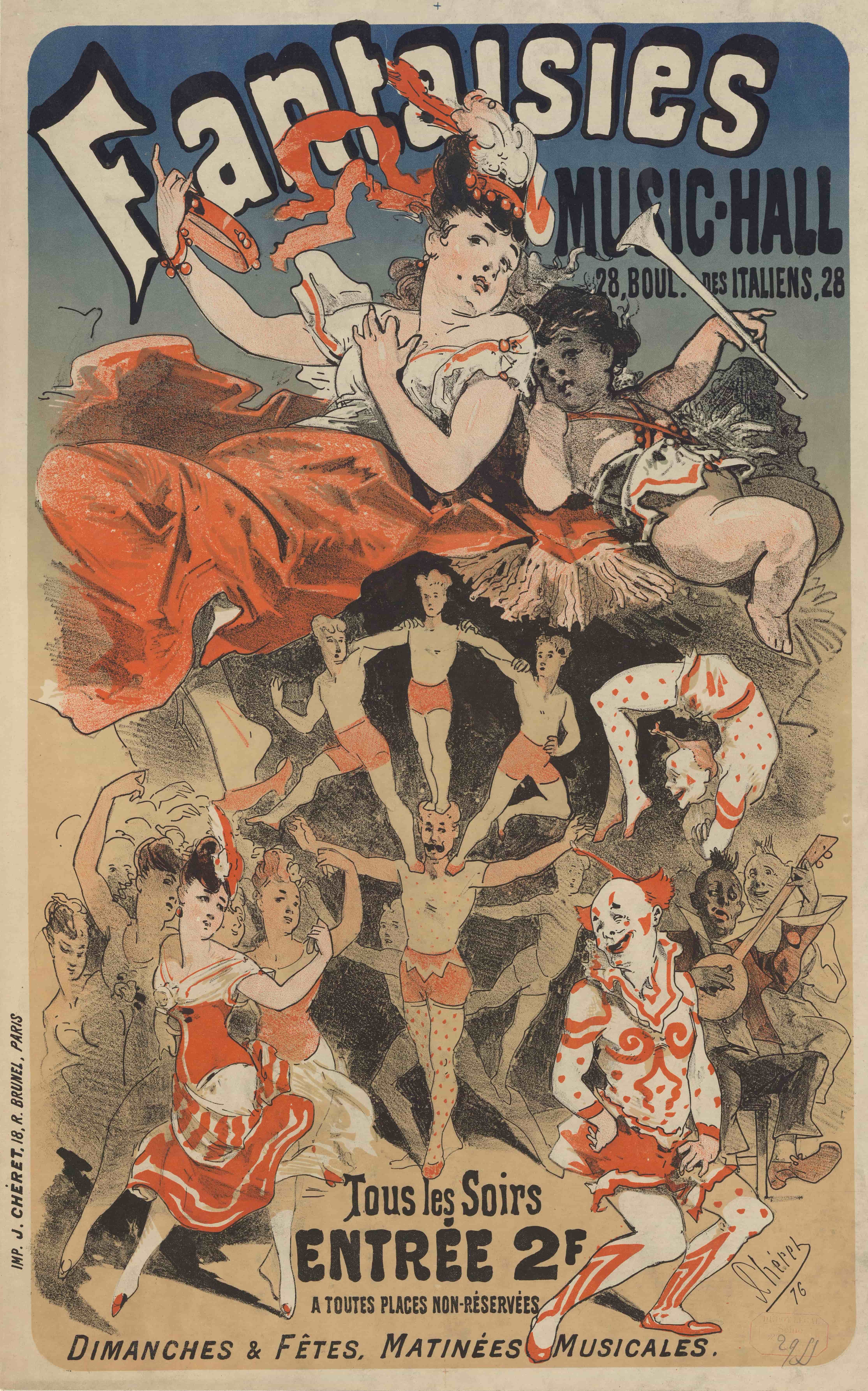《幻想音乐厅 28 Boulevard des Italians》（Fantaisies-Music-Hall 28 Boulevard des Italians）｜朱尔·谢雷 Jules Chéret｜1876