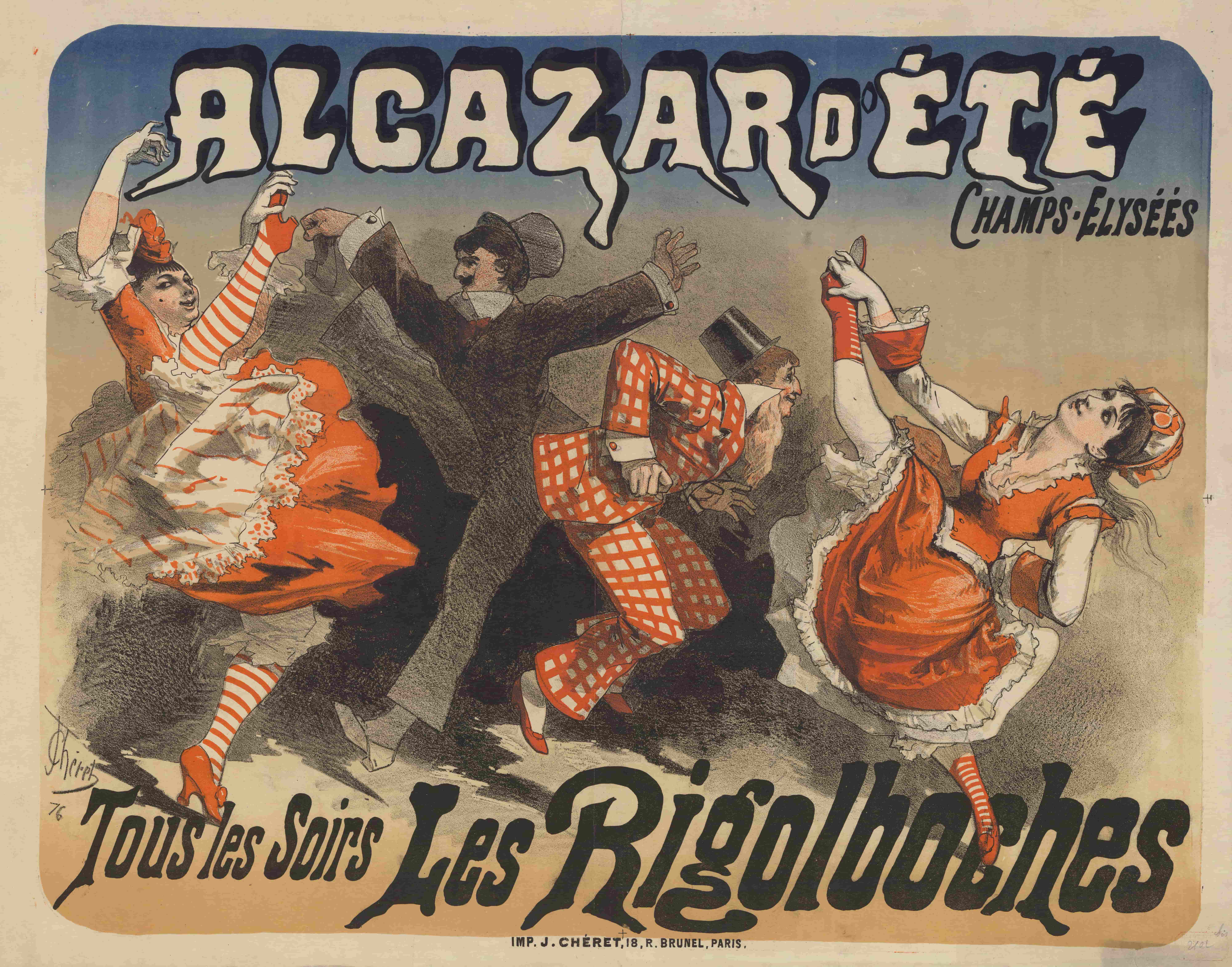 《夏季阿尔卡萨……Les Rigolboches。》（Summer Alcazar… Les Rigolboches.）｜朱尔·谢雷 Jules Chéret｜1876