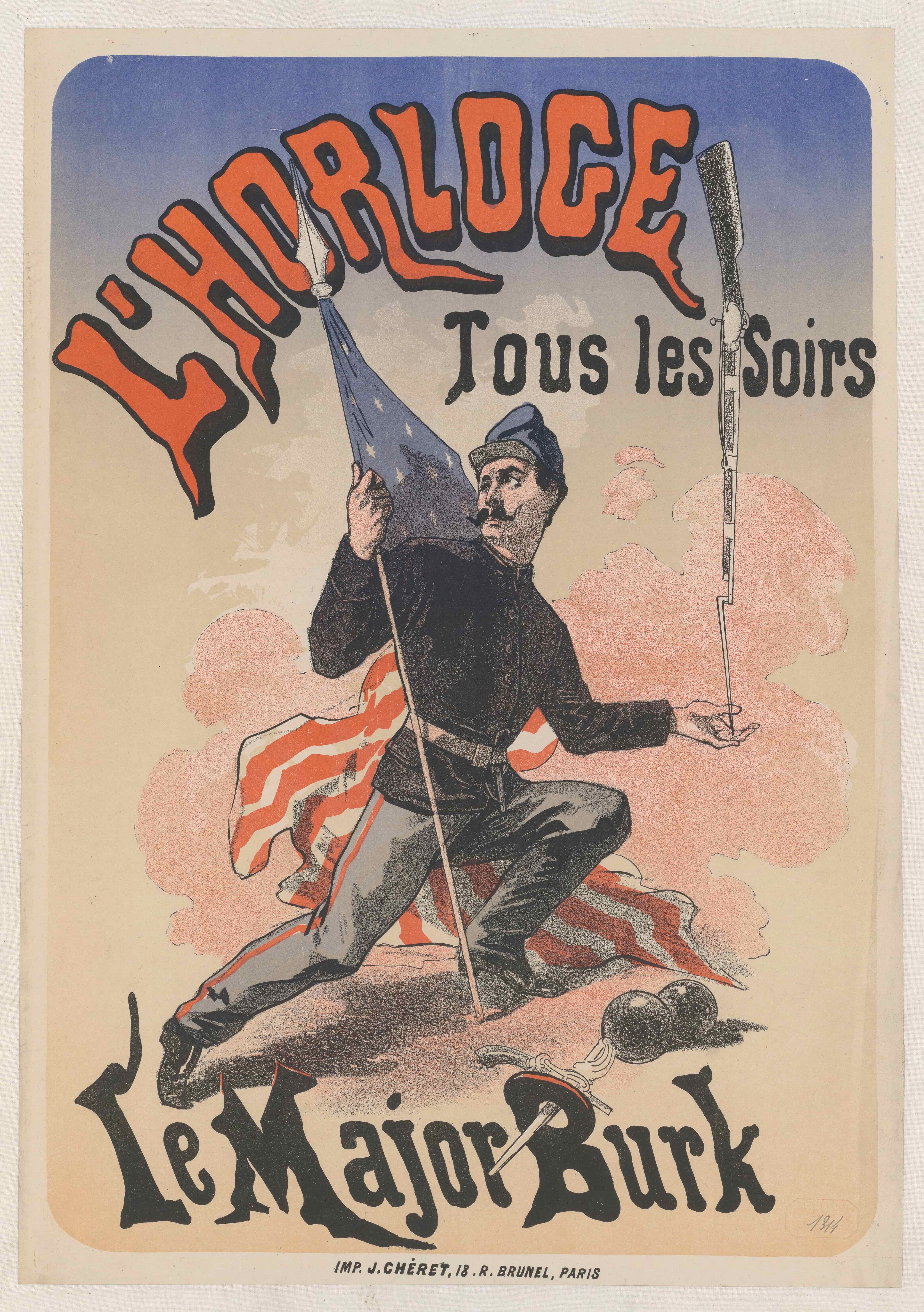 《钟表。布鲁克少校》（Horloge. Le Major Bruk）｜朱尔·谢雷 Jules Chéret｜1877