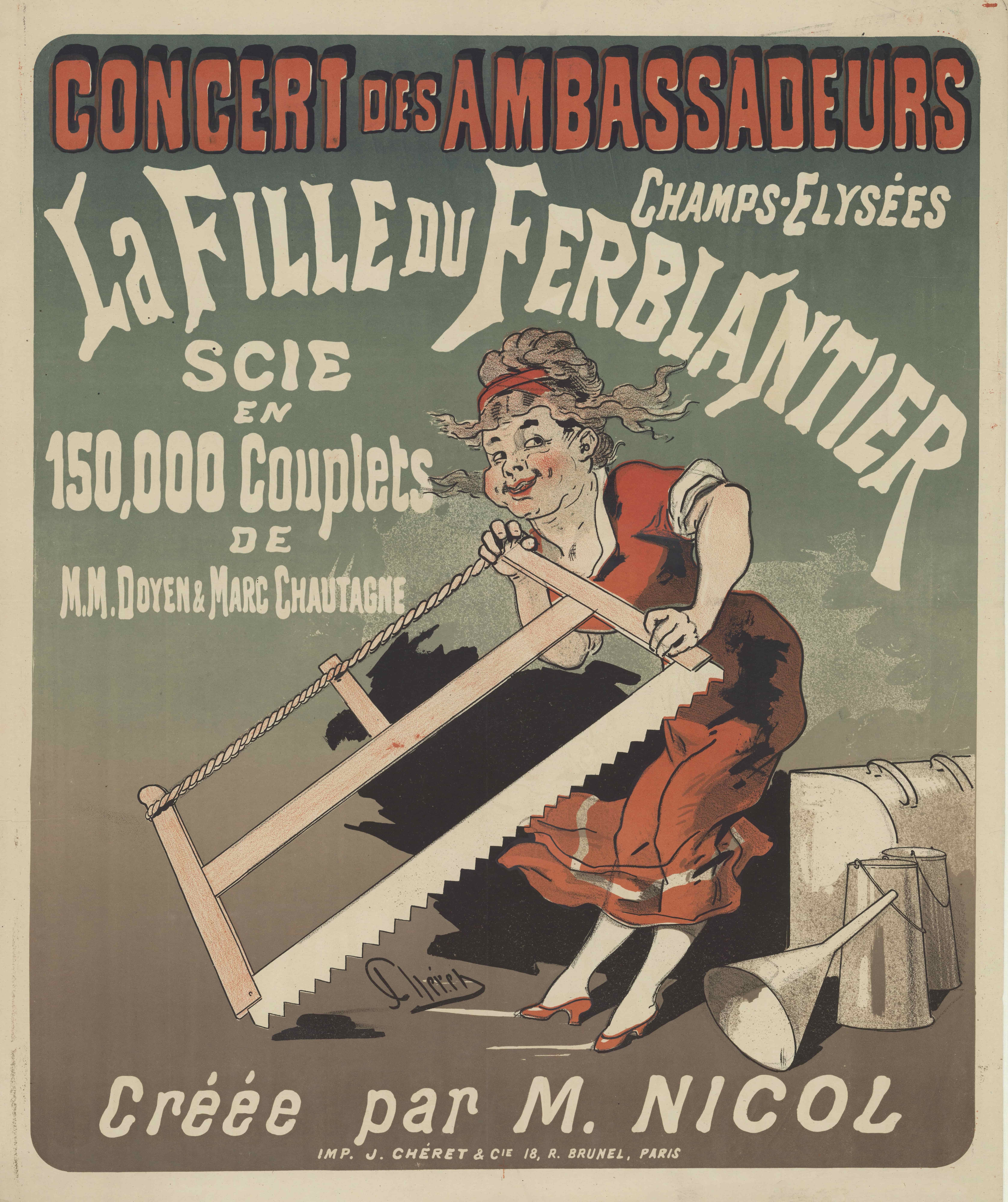 《大使音乐会。铁匠的女儿》（Ambassadors Concert. The Tinsmith's Daughter）｜朱尔·谢雷 Jules Chéret｜1878