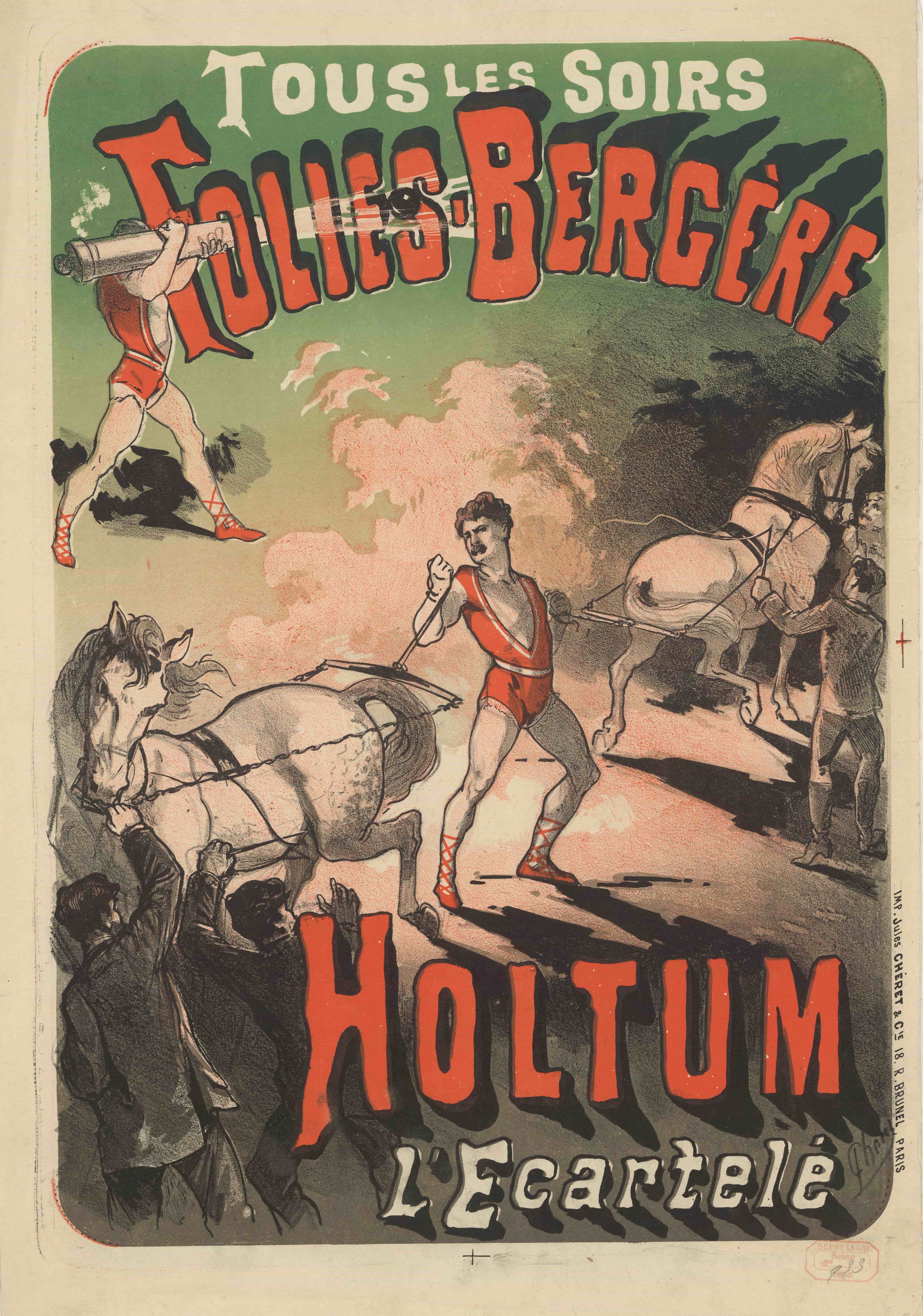 《游乐厅。四分卫霍尔图姆》（Folies Bergère. Holtum the Quartered）｜朱尔·谢雷 Jules Chéret｜1878