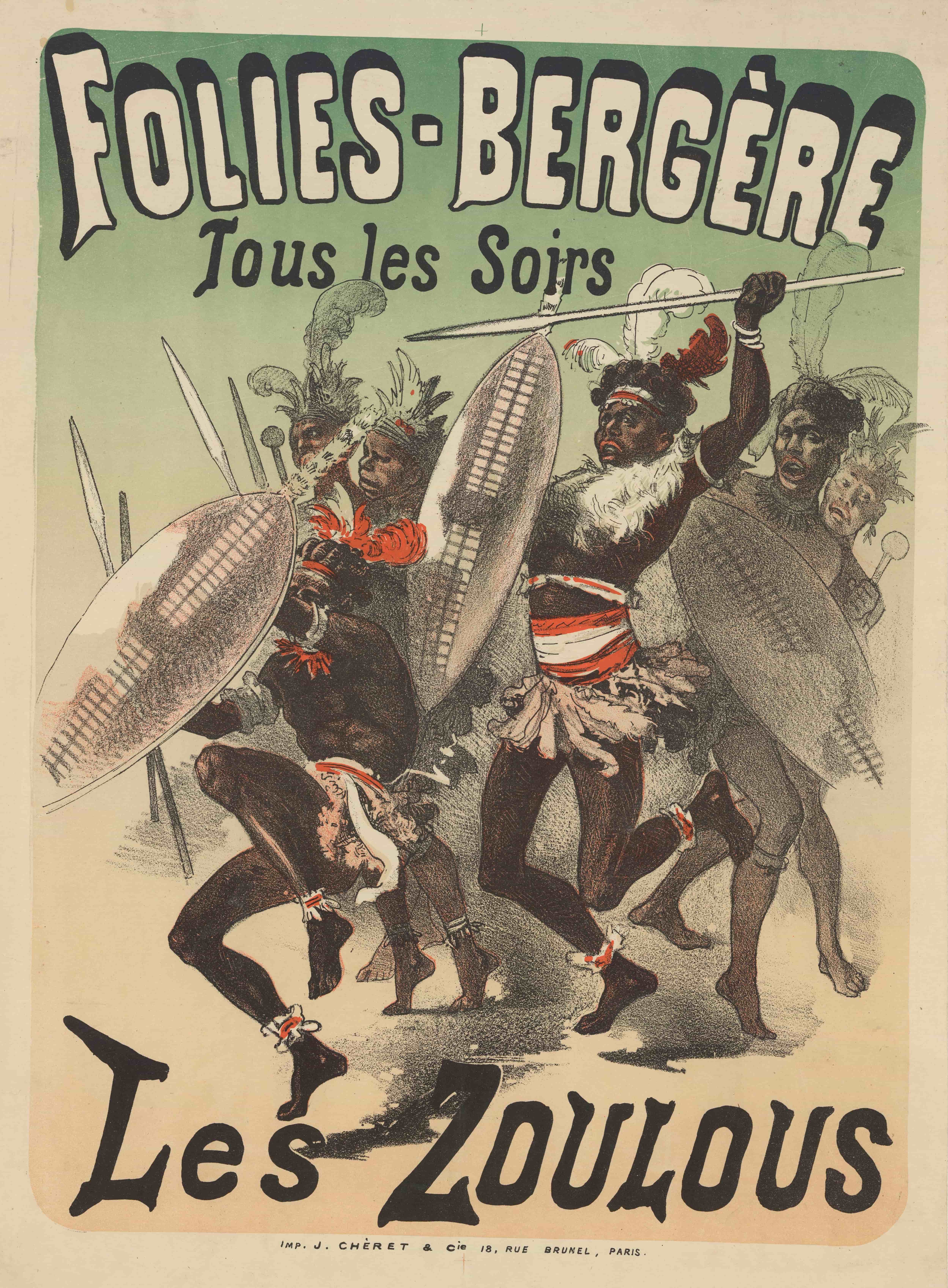 《游乐厅。祖鲁人》（Folies Bergère. The Zulus）｜朱尔·谢雷 Jules Chéret｜1878